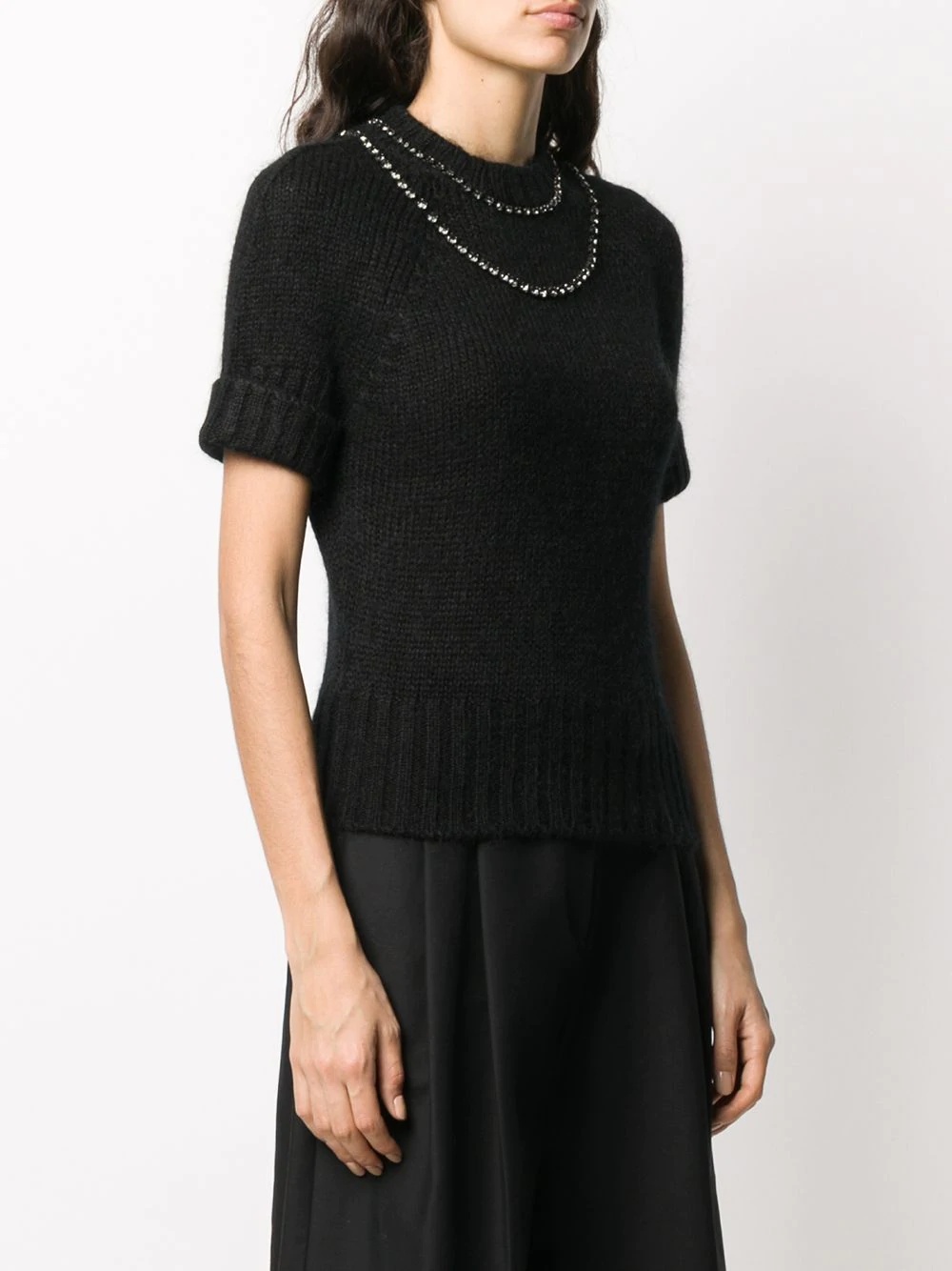 crystal-embellished knitted top - 3