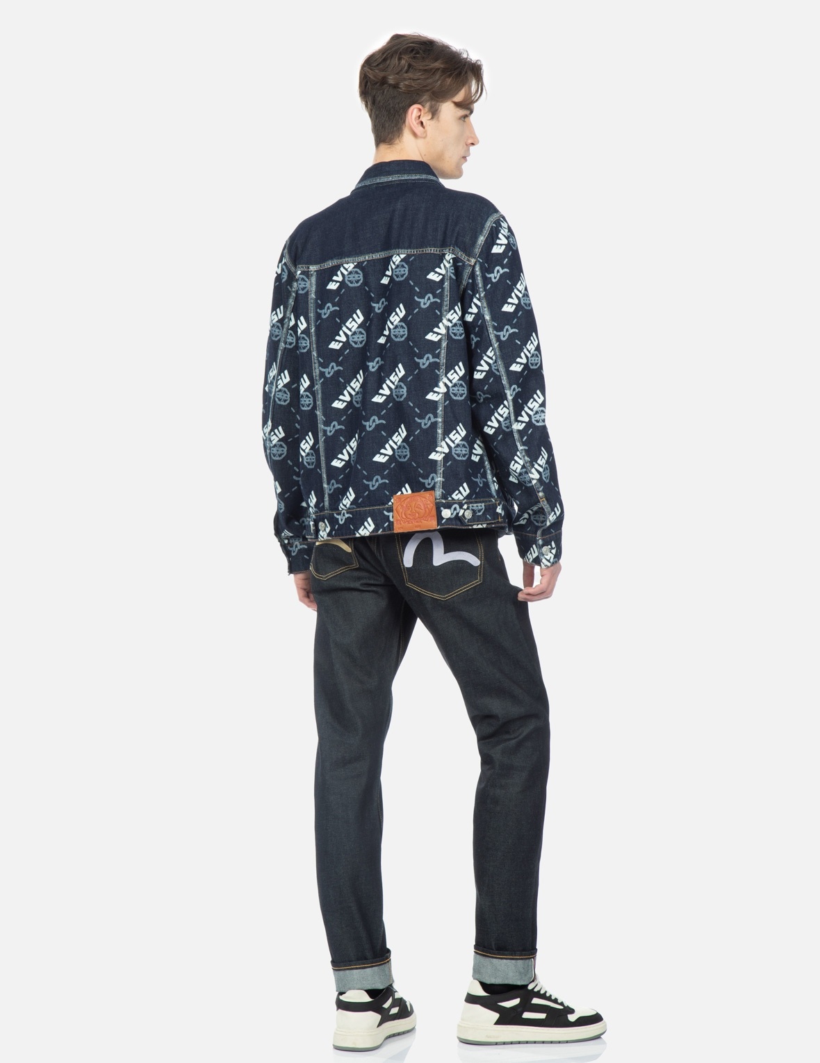 MONOGRAM EMBOSSED SEAGULL PRINT CARROT FIT JEANS #2017 - 3