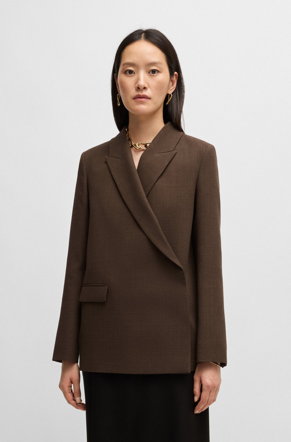 WRAP-FRONT BLAZER IN MELANGE WOOL CREPE - 2