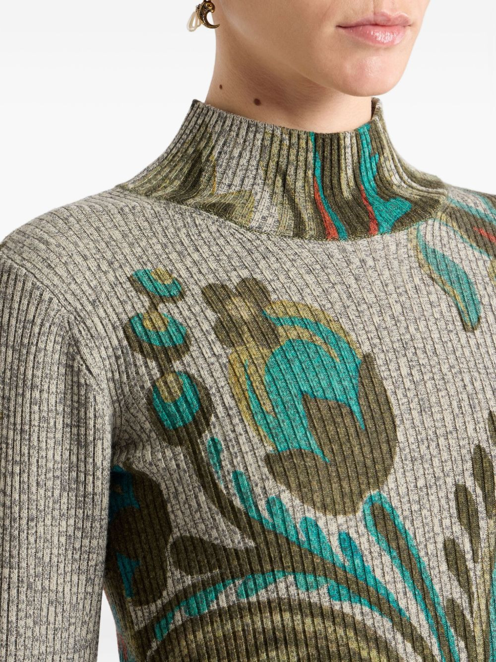 ribbed paisley-print turtleneck sweater - 4
