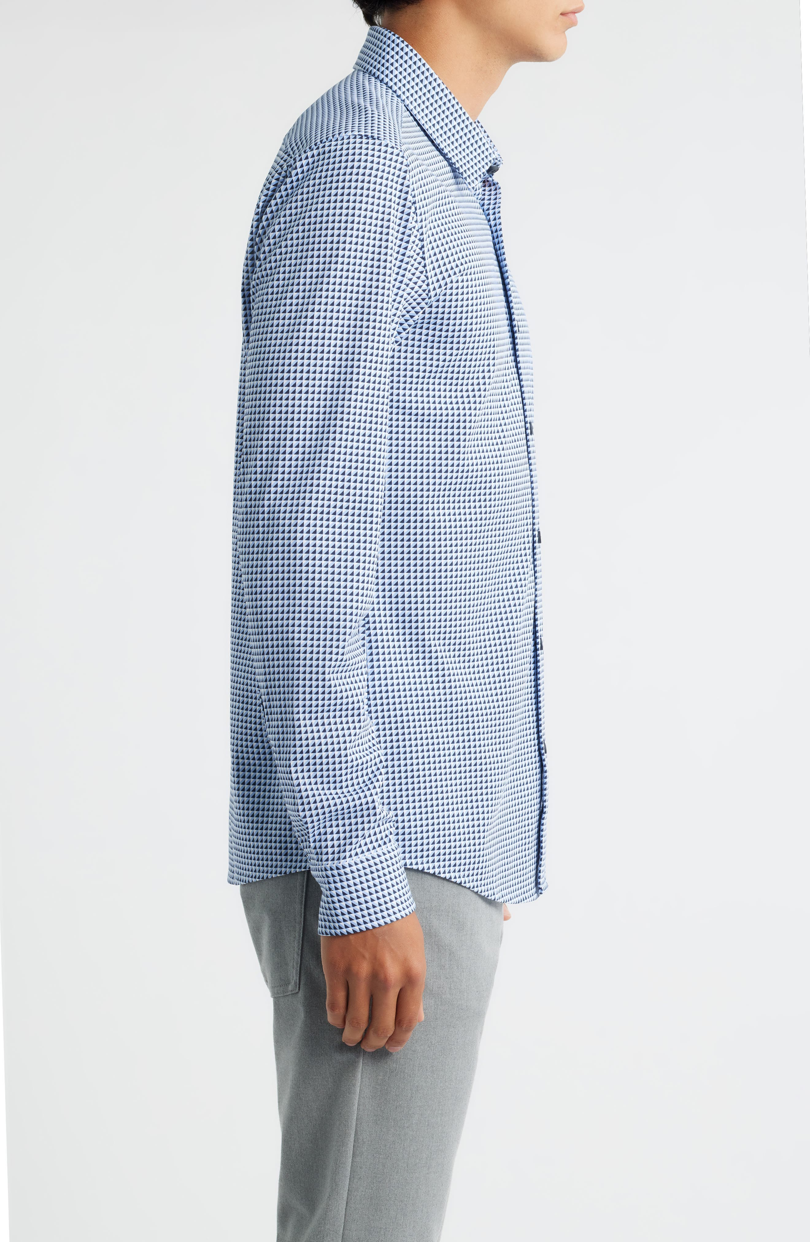 BOSS Roan Kent Slim Fit Button-Up Shirt in Light/Pastel Blue Geo at Nordstrom - 4