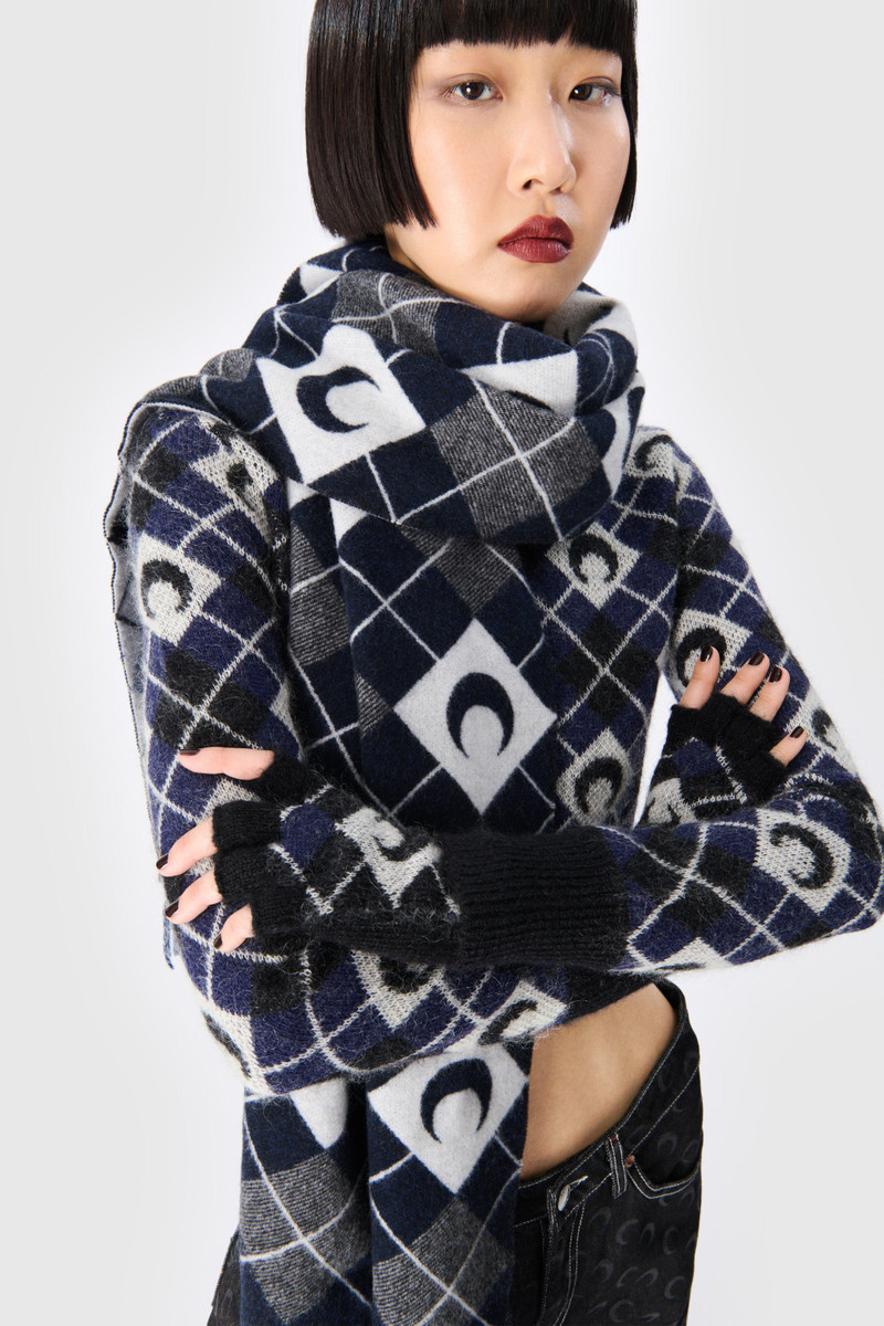 Marine Serre Moon Argyle Knit Scarf outlook