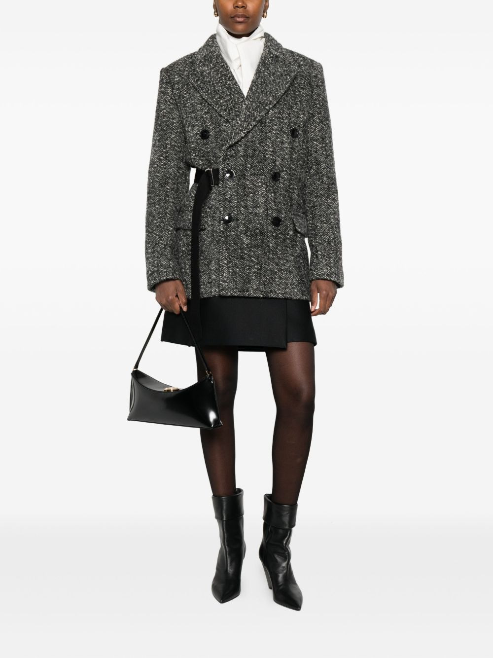 buckle-detail buttoned tweed jacket - 2