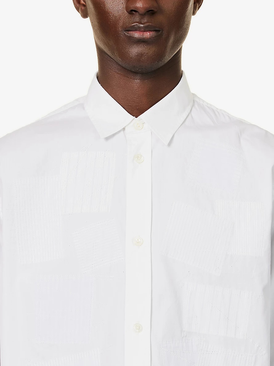 Patchwork-appliqué relaxed-fit cotton-poplin shirt - 5