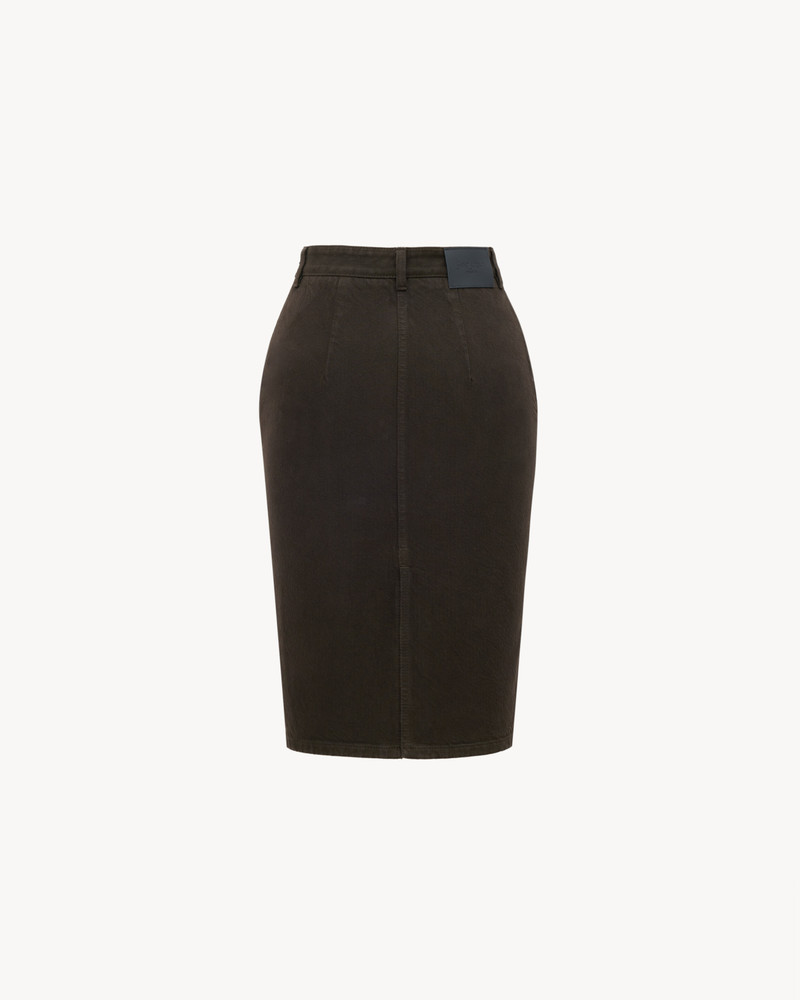 SAINT LAURENT PENCIL SKIRT IN DEEP BROWN DENIM outlook