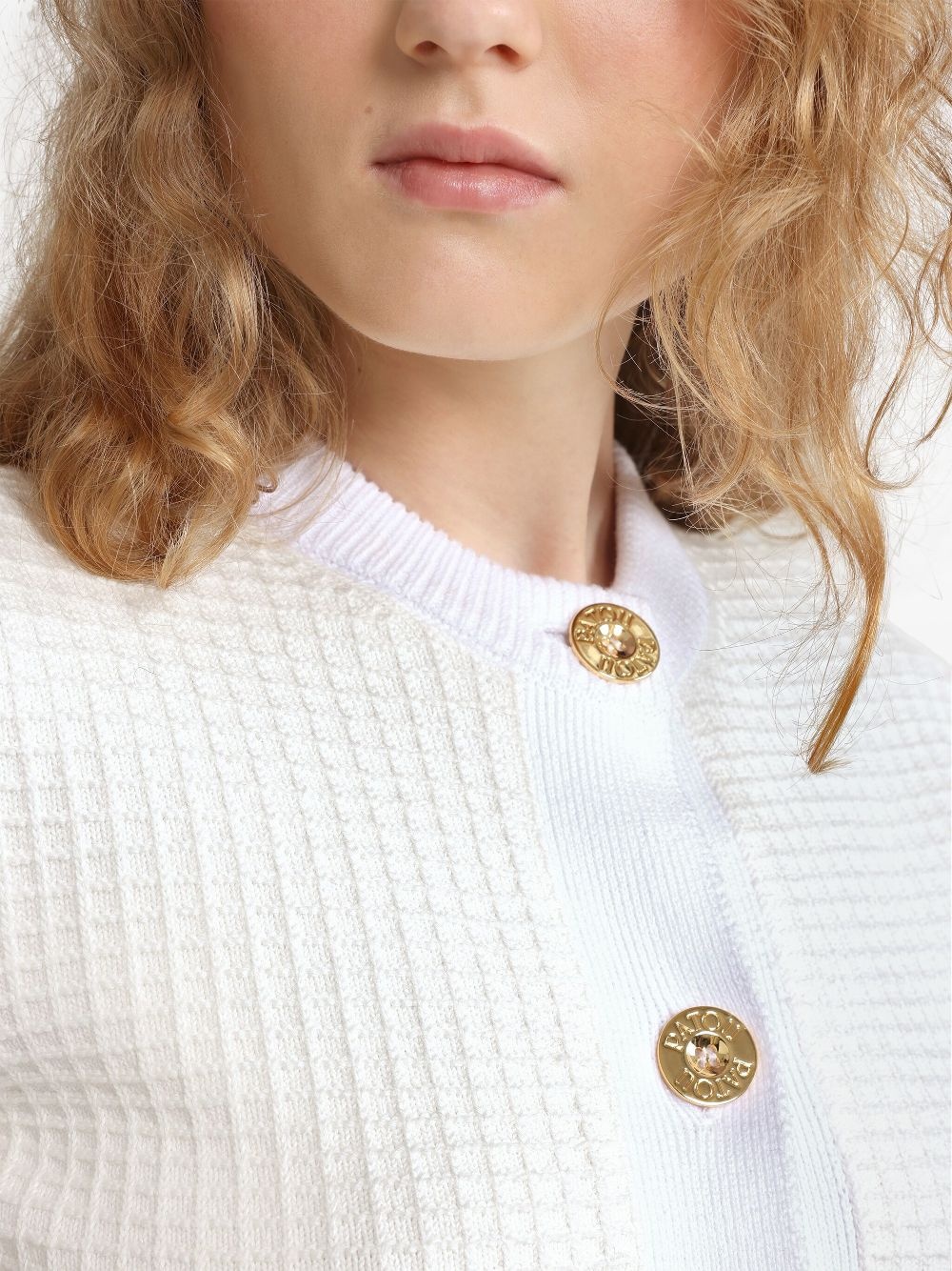 cropped waffle-knit cardigan - 5