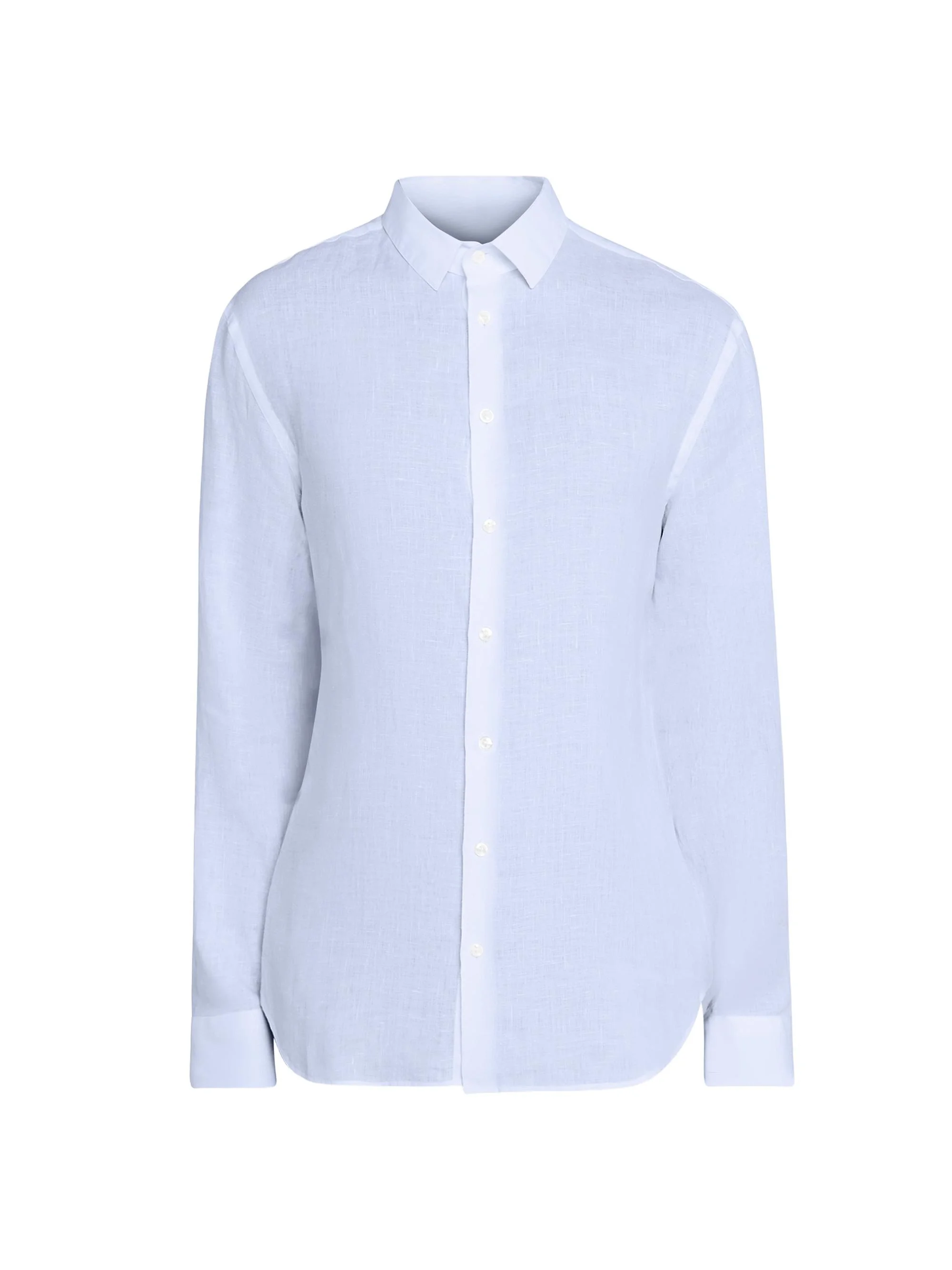 Men's Linen Button-Front Sport Shirt - Light Blue - 1