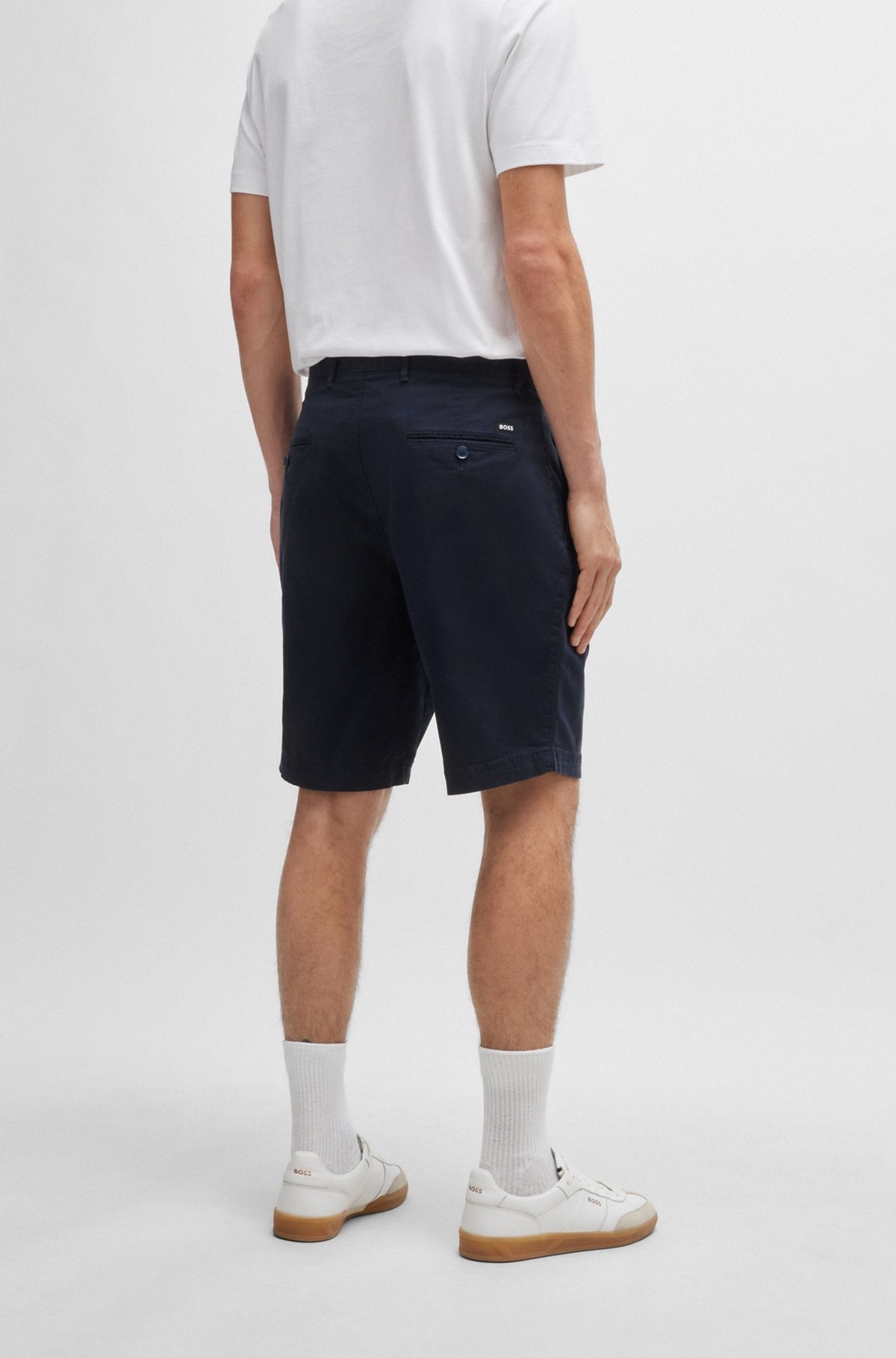 SLIM-FIT SHORTS IN STRETCH-COTTON TWILL - 4