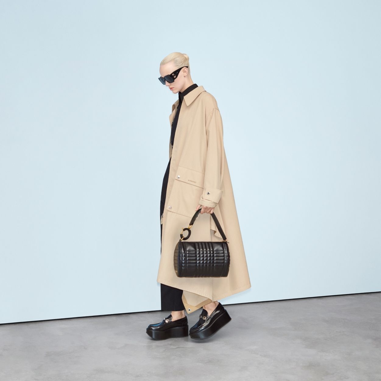 Panel Detail Tropical Gabardine Oversized Car Coat - 8