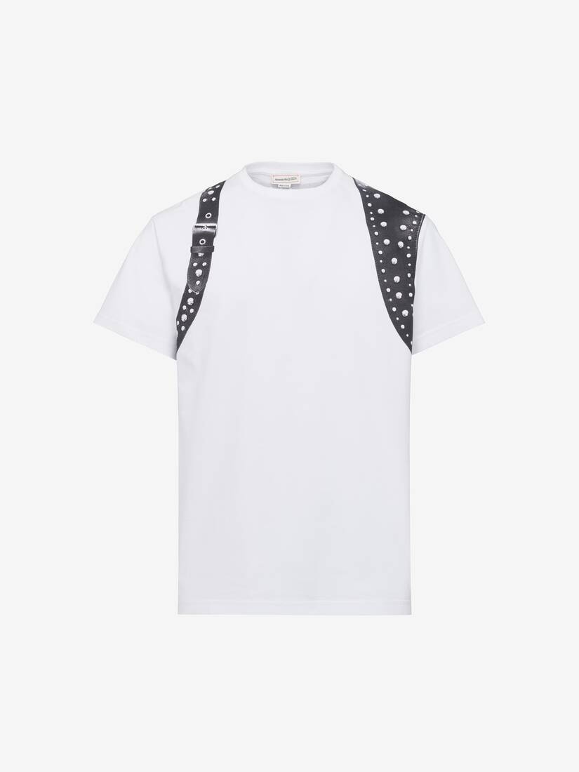 Men's Studded Harness T-shirt in White/black - 1