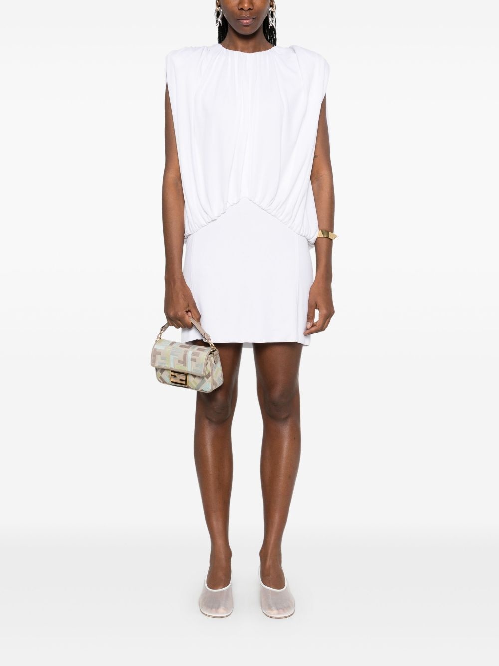 gathered-detailed mini dress - 2