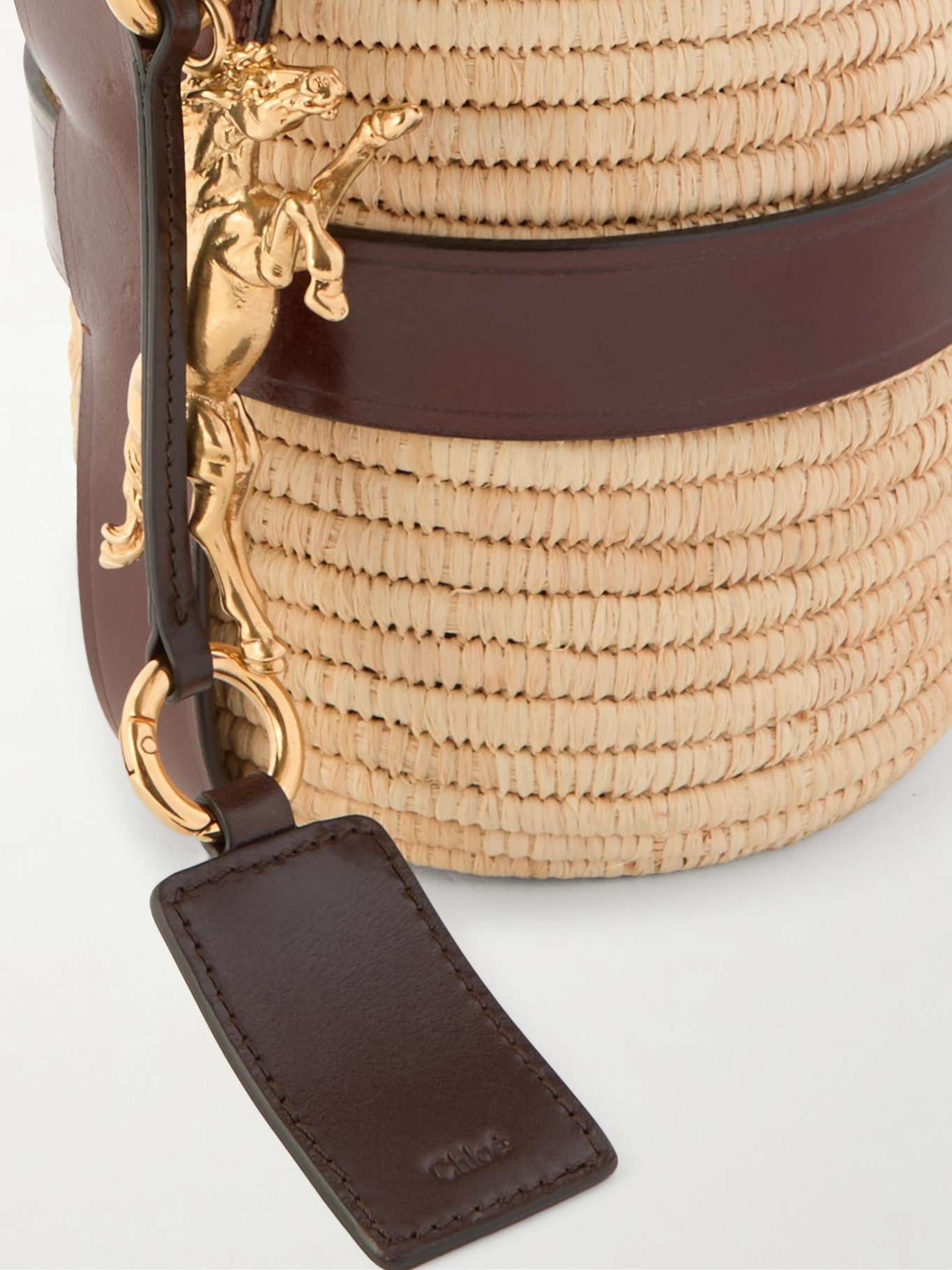 Kerala 25 embellished leather-trimmed faux raffia tote Neutral - 4