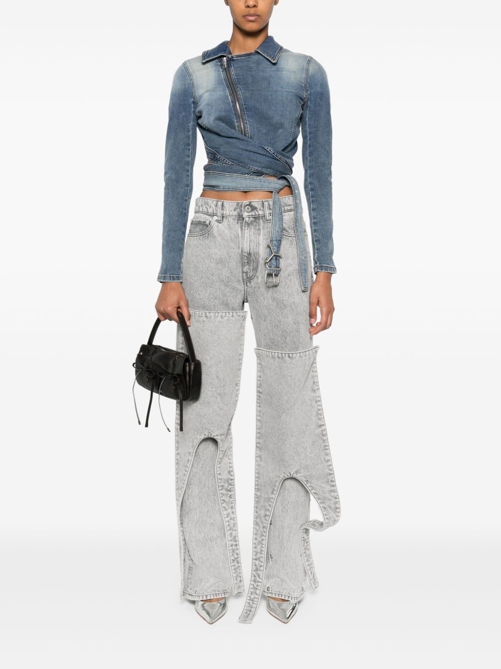 wrap denim jacket - 2