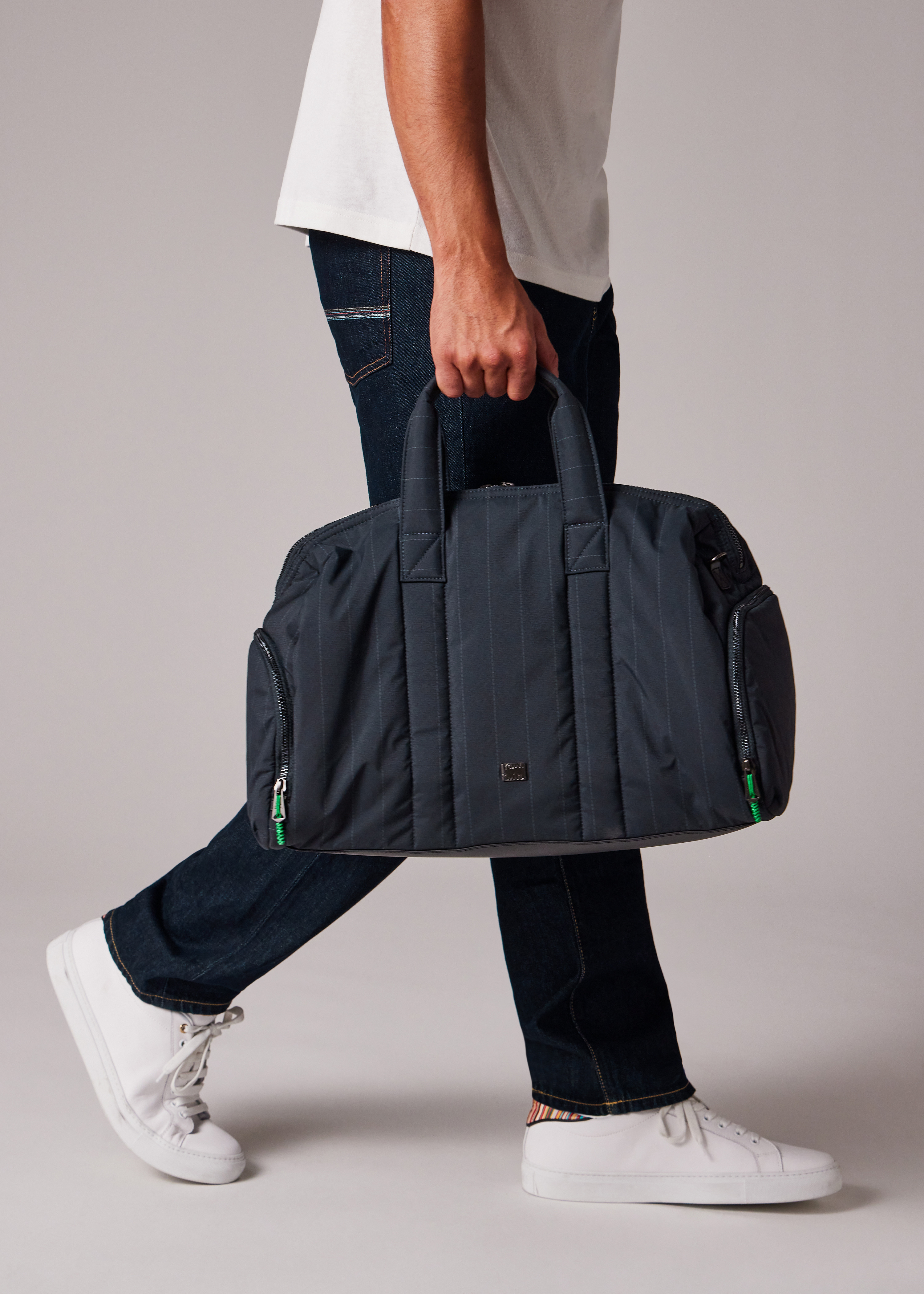 Navy Nylon Pinstripe Day Holdall - 7