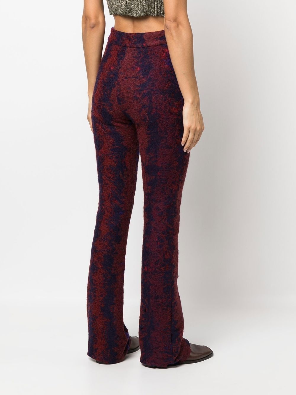 flared contrasting-stitch trousers - 4