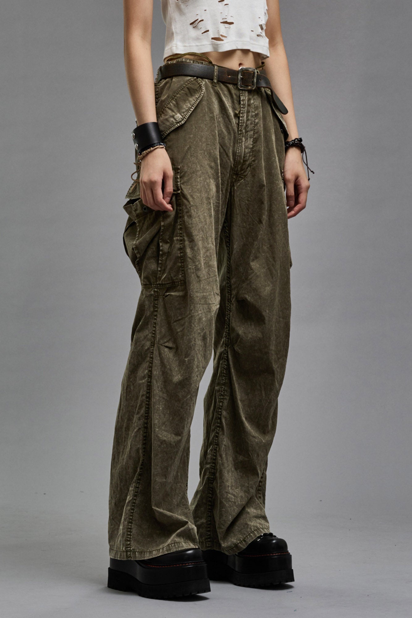 WIDE LEG CARGO - OLIVE GARMENT DYE - 5