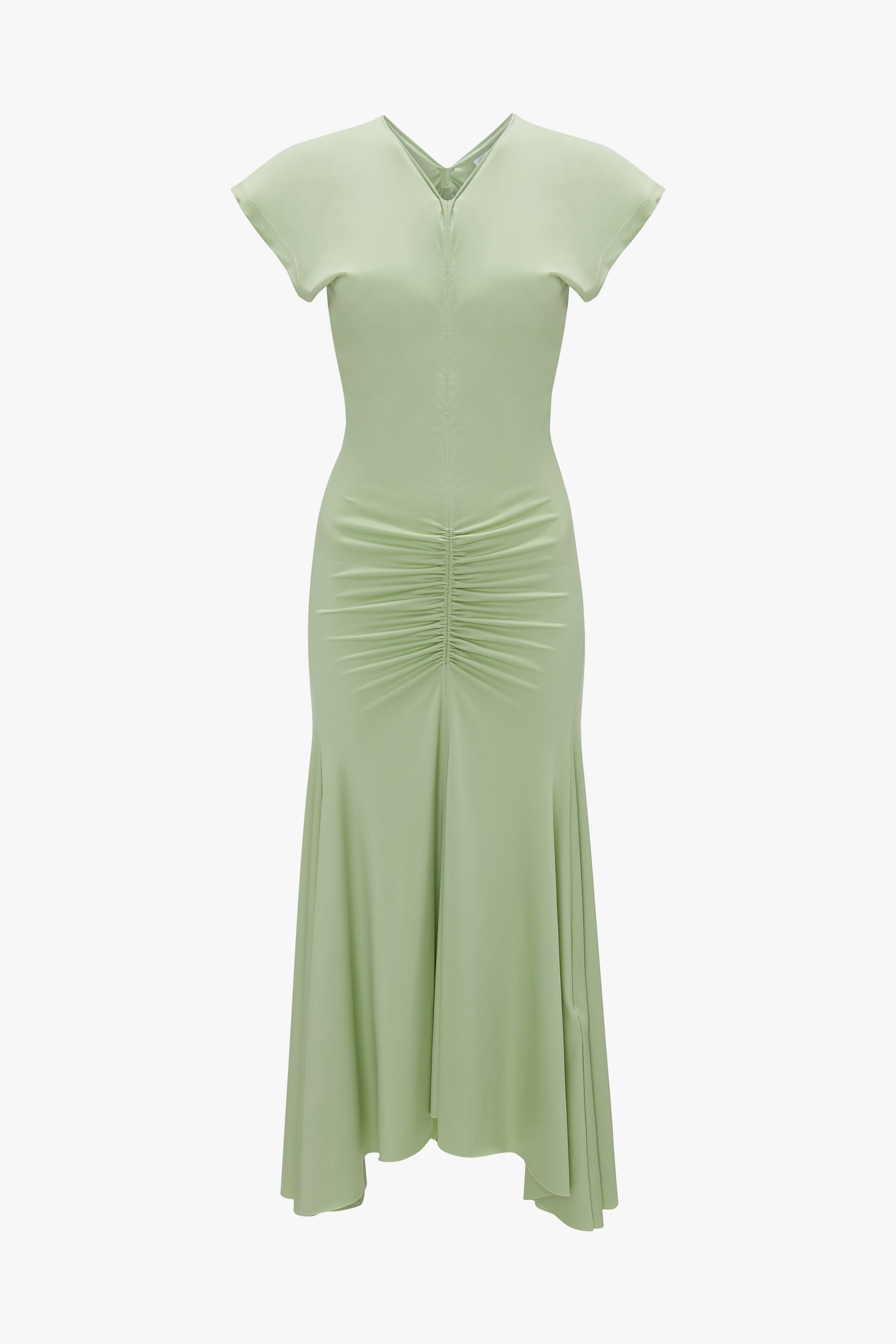 Sleeveless Rouched Jersey Dress In Pistachio - 1