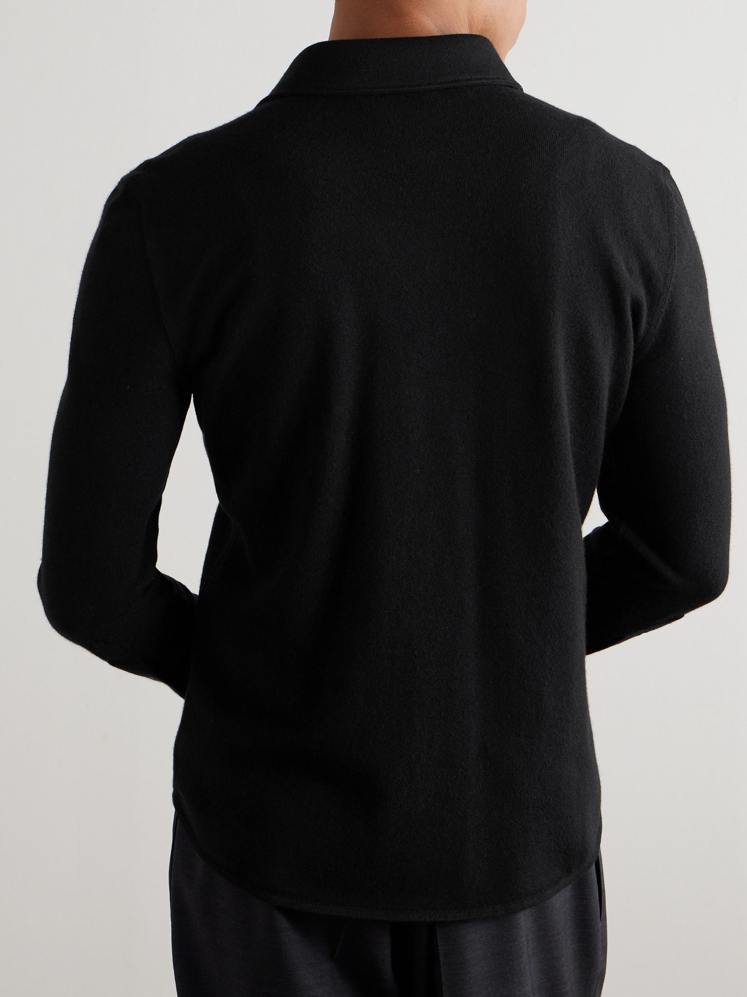 Slim-Fit Virgin Wool, Cashmere and Silk-Blend Shirt Black - 3
