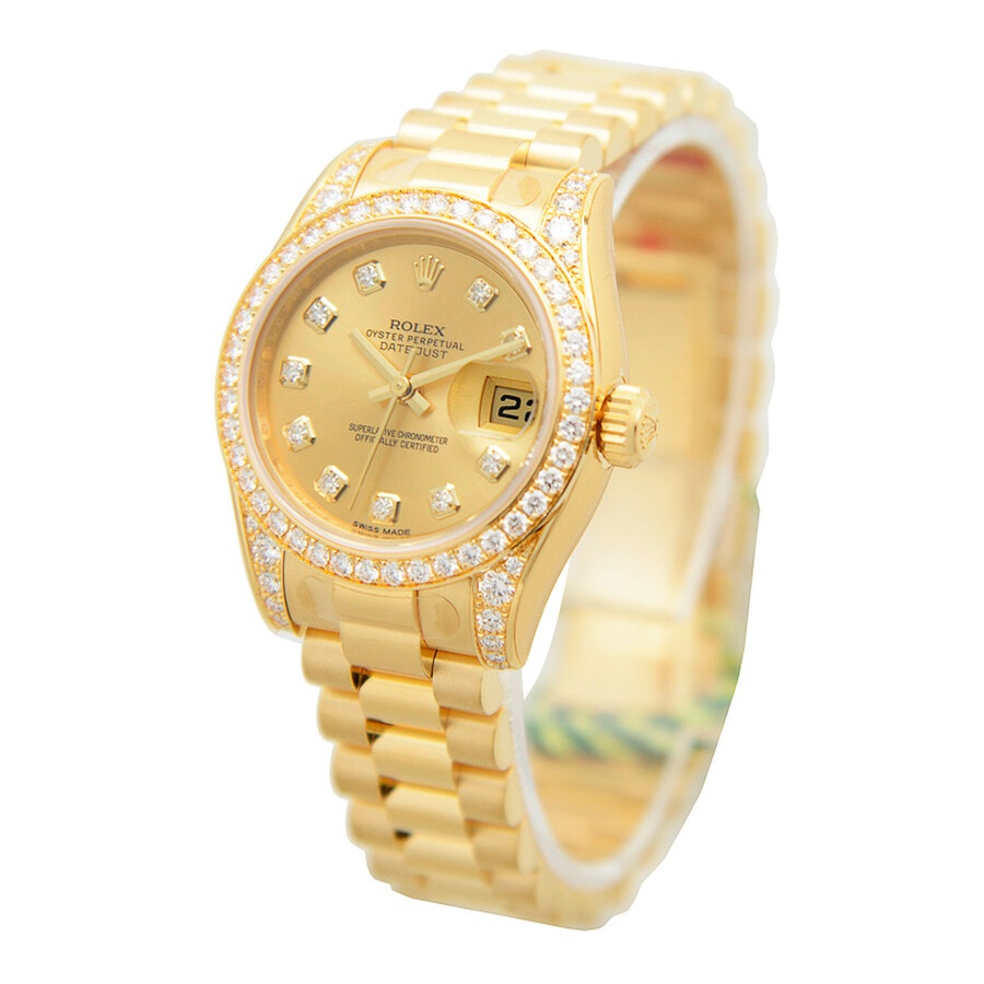 Rolex Lady-Datejust 26 Champagne Dial 18K Yellow Gold President Automatic Ladies Watch 179158CDP - 2