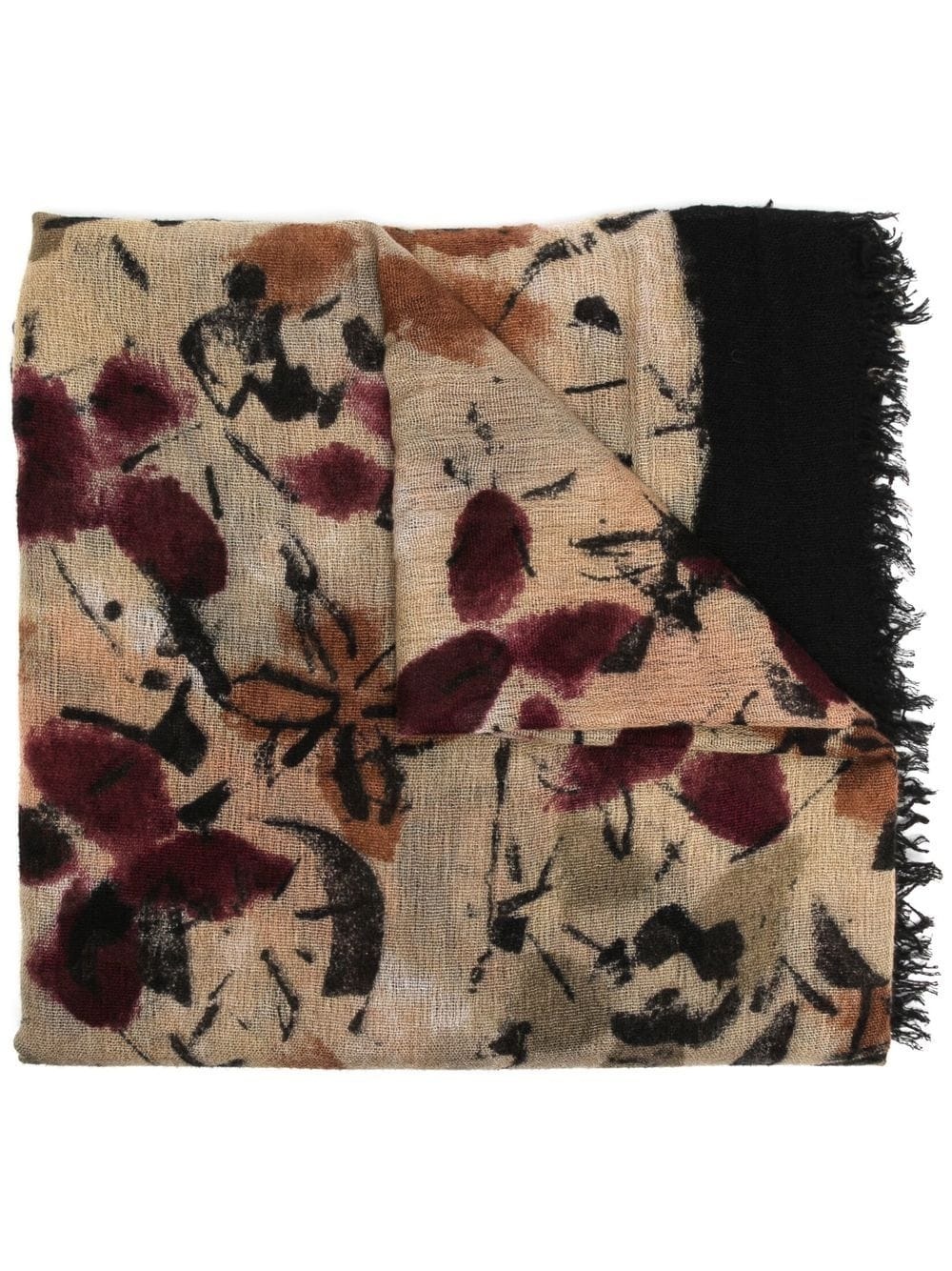 floral-print frayed-edge scarf - 1