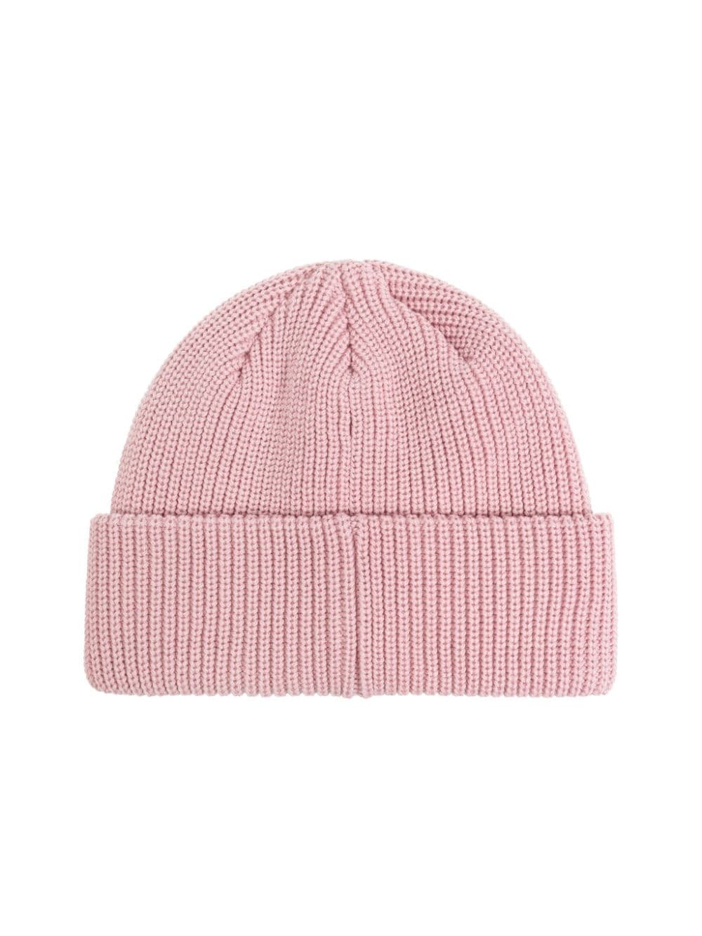 logo-plaque knitted beanie - 3