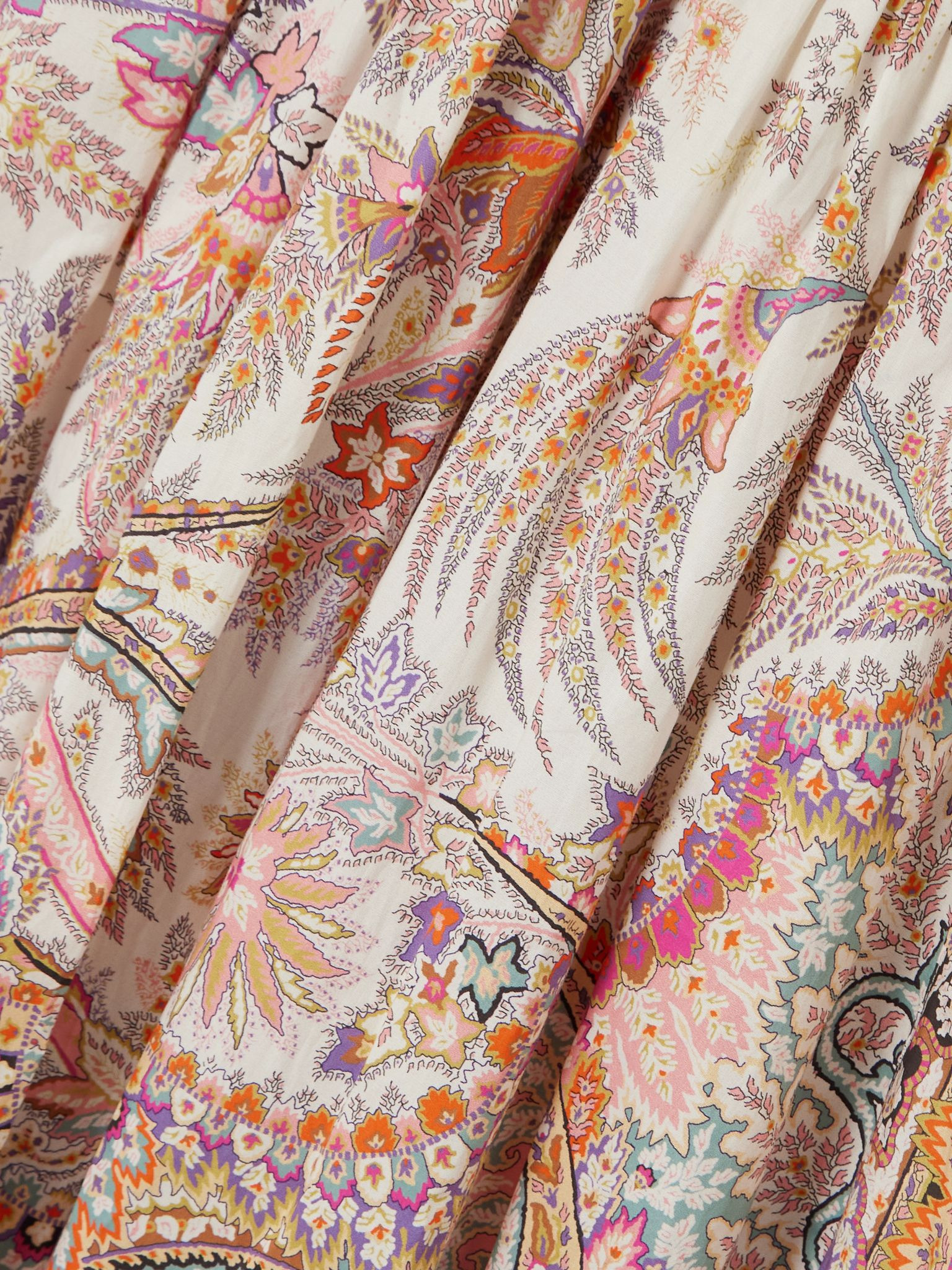Ruffled paisley-print cotton-blend poplin maxi dress Baby pink - 4