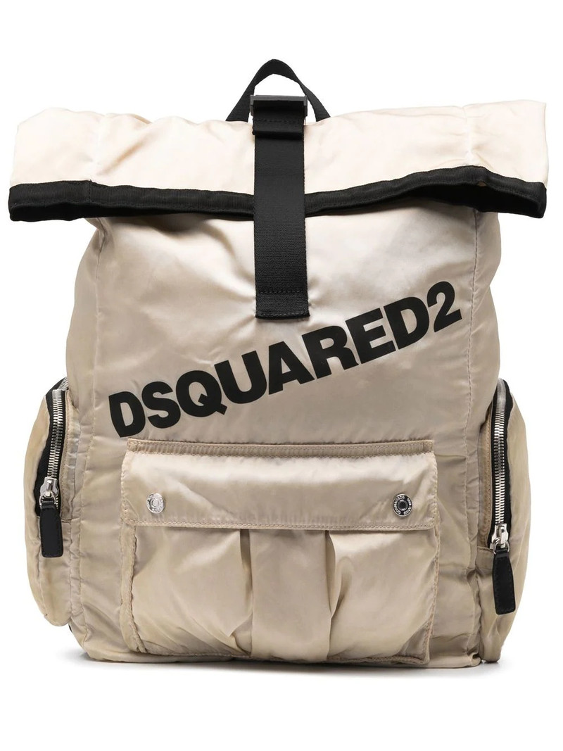 logo-print buckled backpack 1
