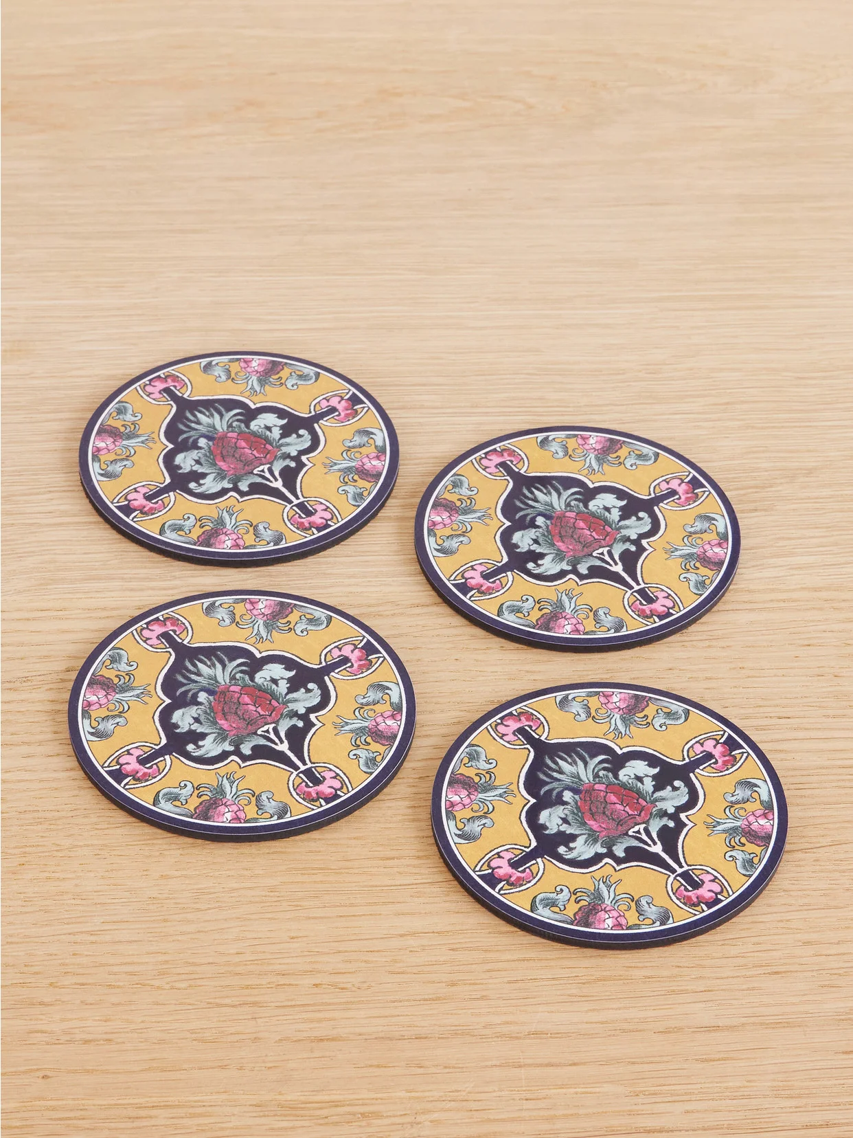 Set Of Four Painted Wood Coasters - 1
