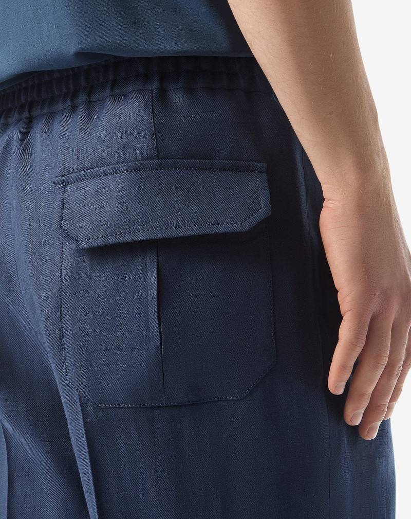 Blue pure linen Bermuda shorts 5