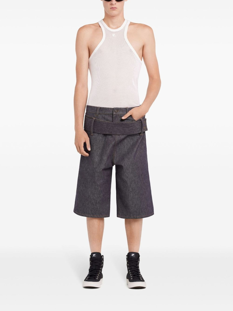 courrèges double-belted denim shorts outlook
