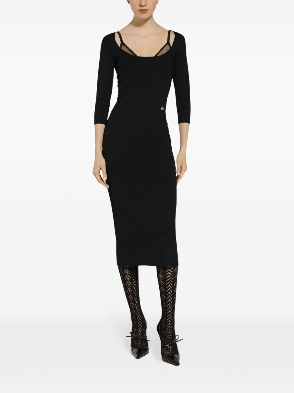 Dolce & Gabbana Women Abito Midi Aderente Black Sicily - 2