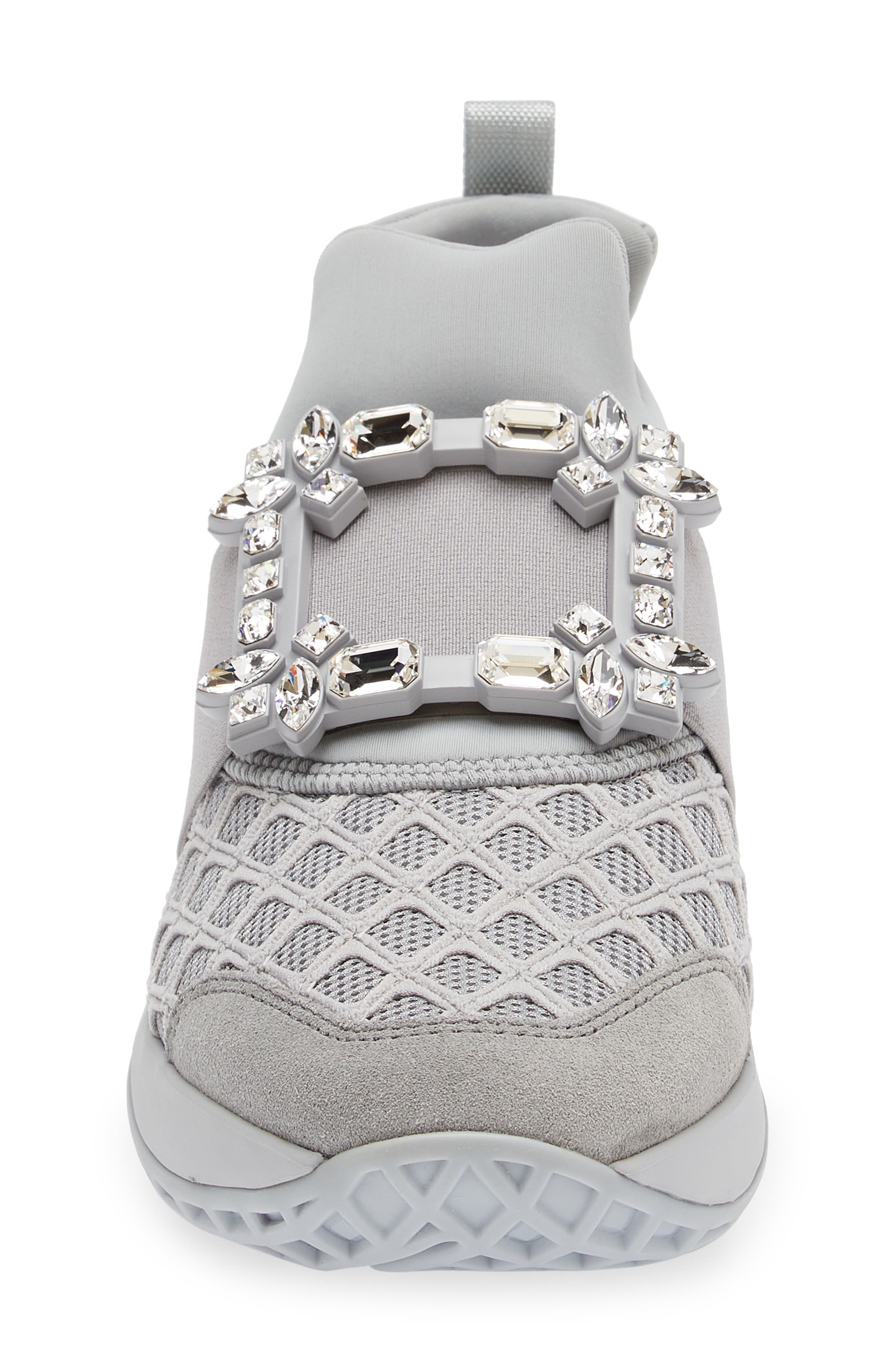 Roger Vivier Viv Run Strass Sneaker in Cemento M/Platino/Grigio at Nordstrom - 4