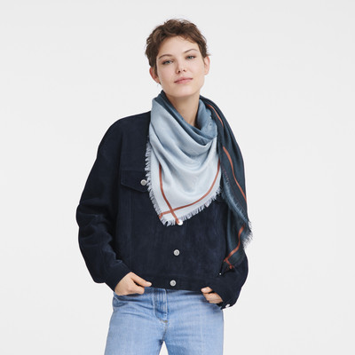 Longchamp The gradient-effect Jacquard Medal Stole Navy - OTHER outlook