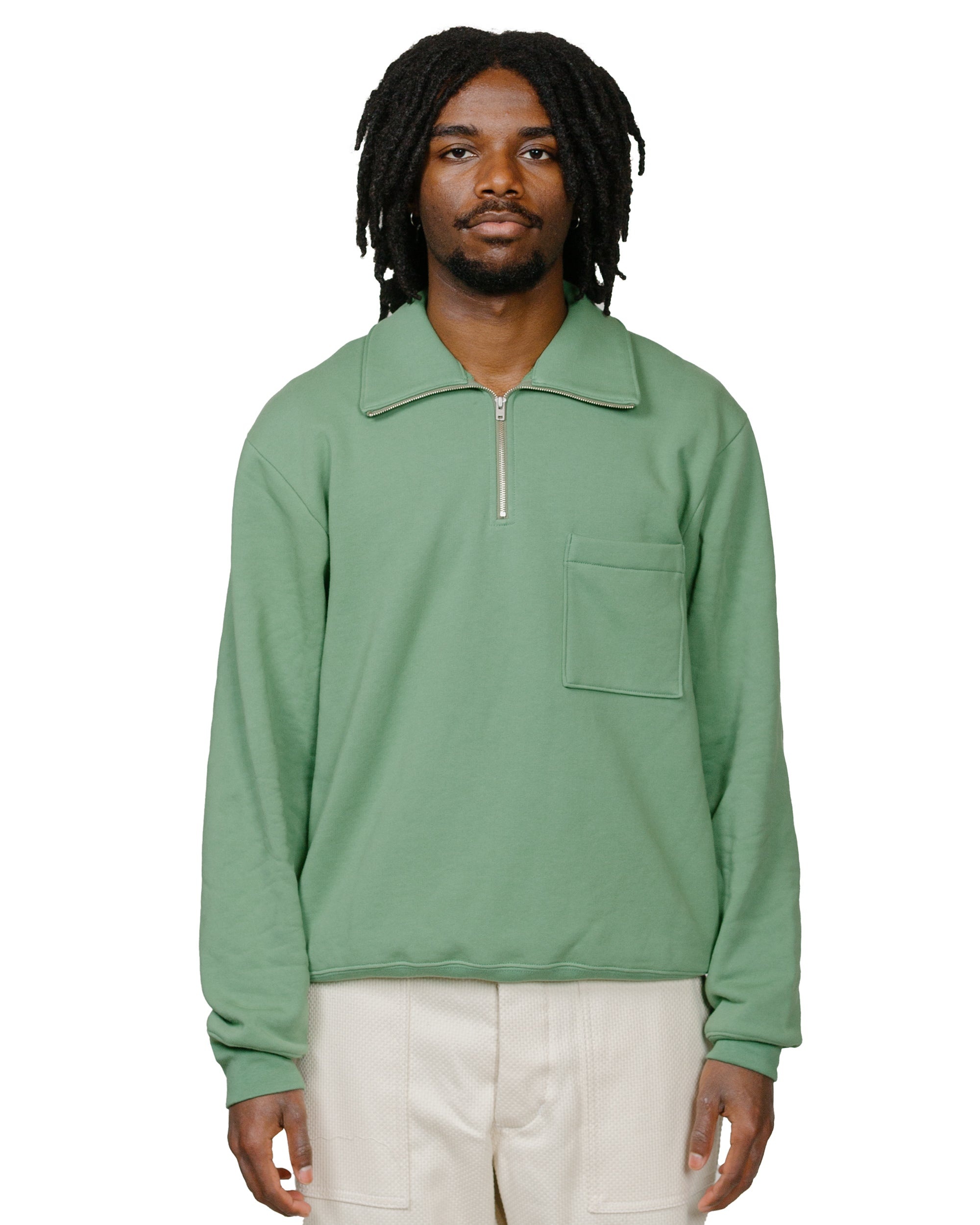 Lost & Found Quarter Zip Sweatshirt Faded Green - 2
