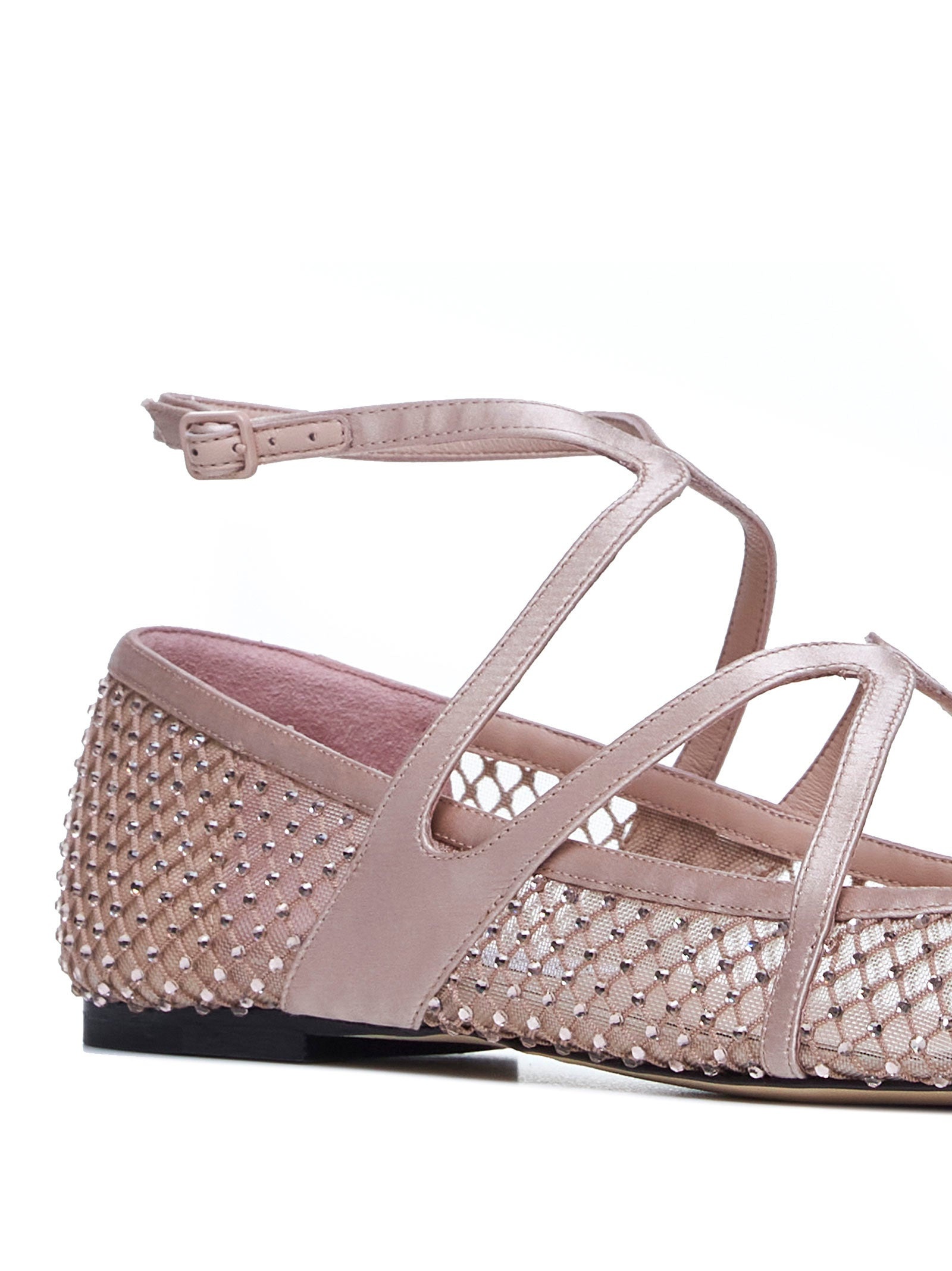 Astoria satin and mesh ballet flats - 4