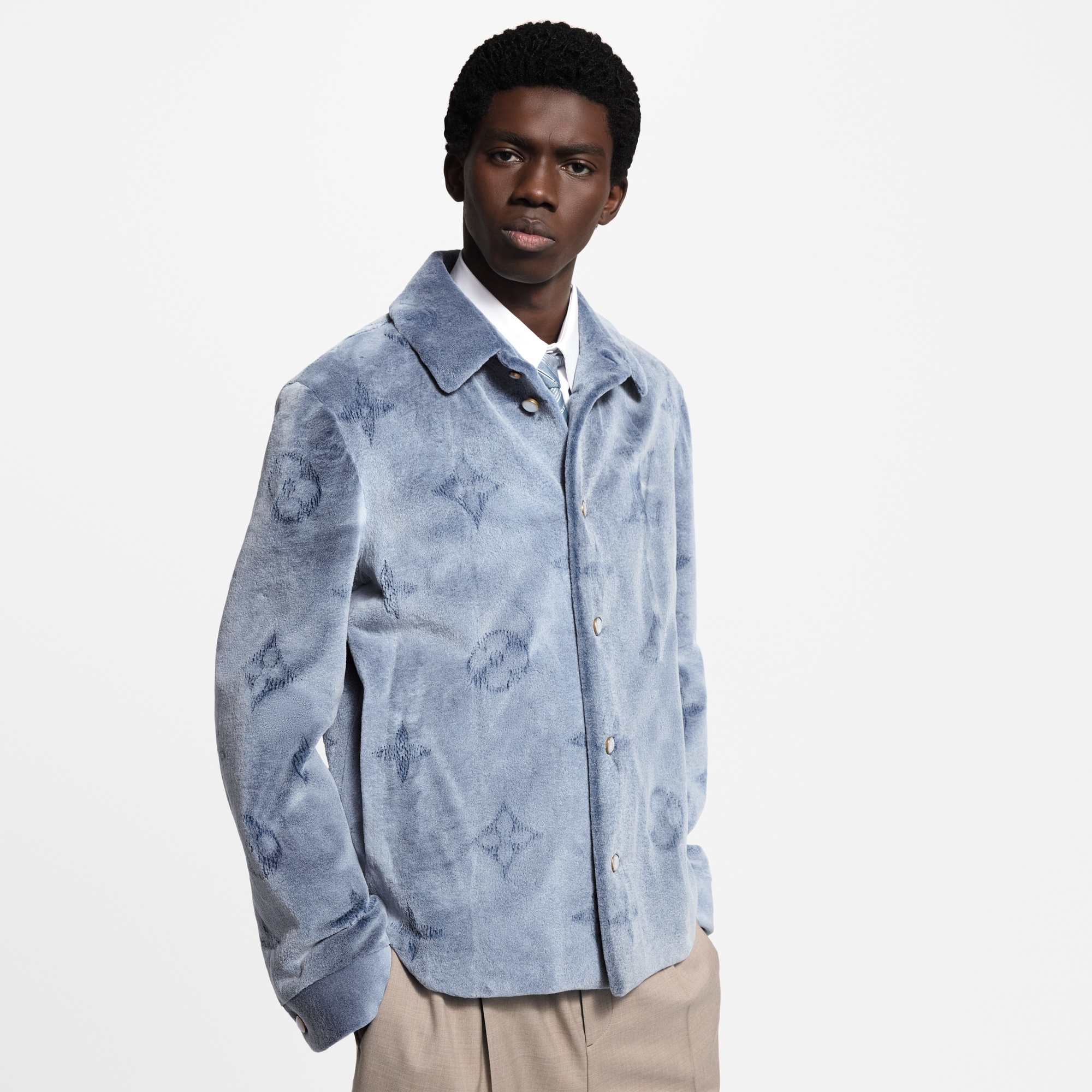 Mink Perforated Monogram Overshirt - 2