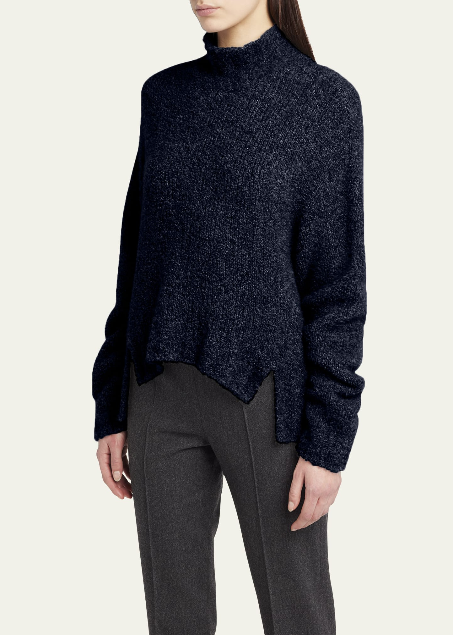 Turtleneck Cashmere-Silk Boucle Sweater - 4