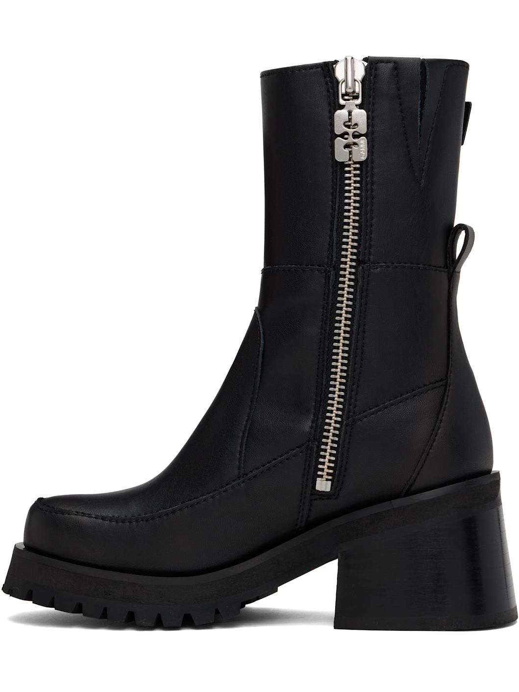 Black Feminine Buckle Platform Boots - 3