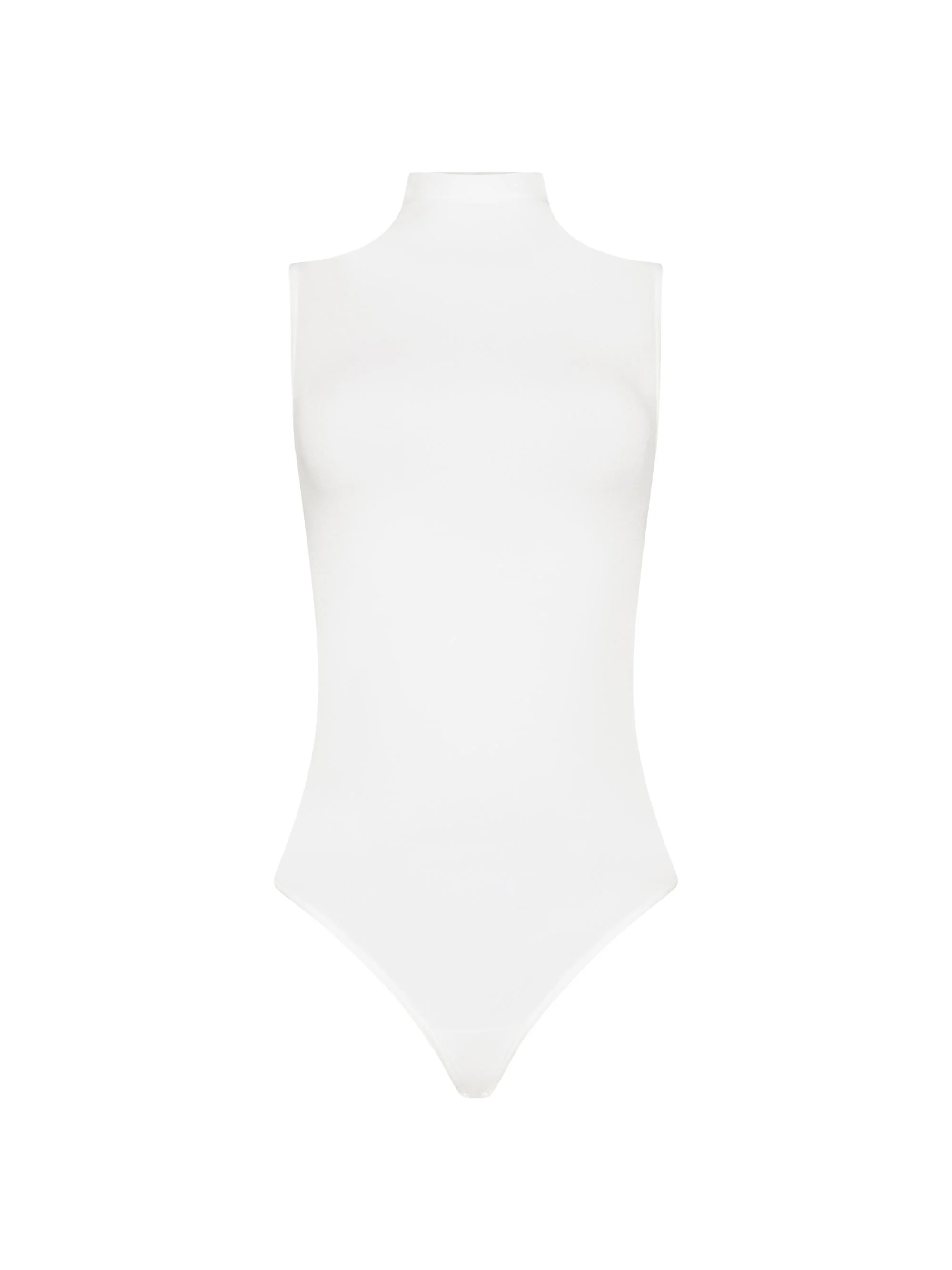 Women's Mock Turtleneck Sleeveless Bodysuit - White - 1