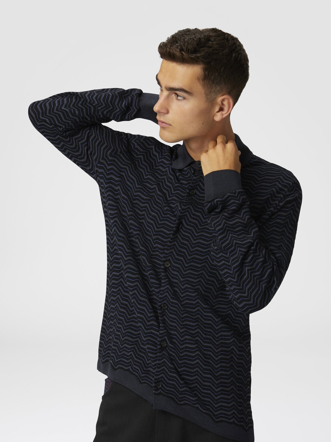 Wool and viscose knit shirt with waves - 4