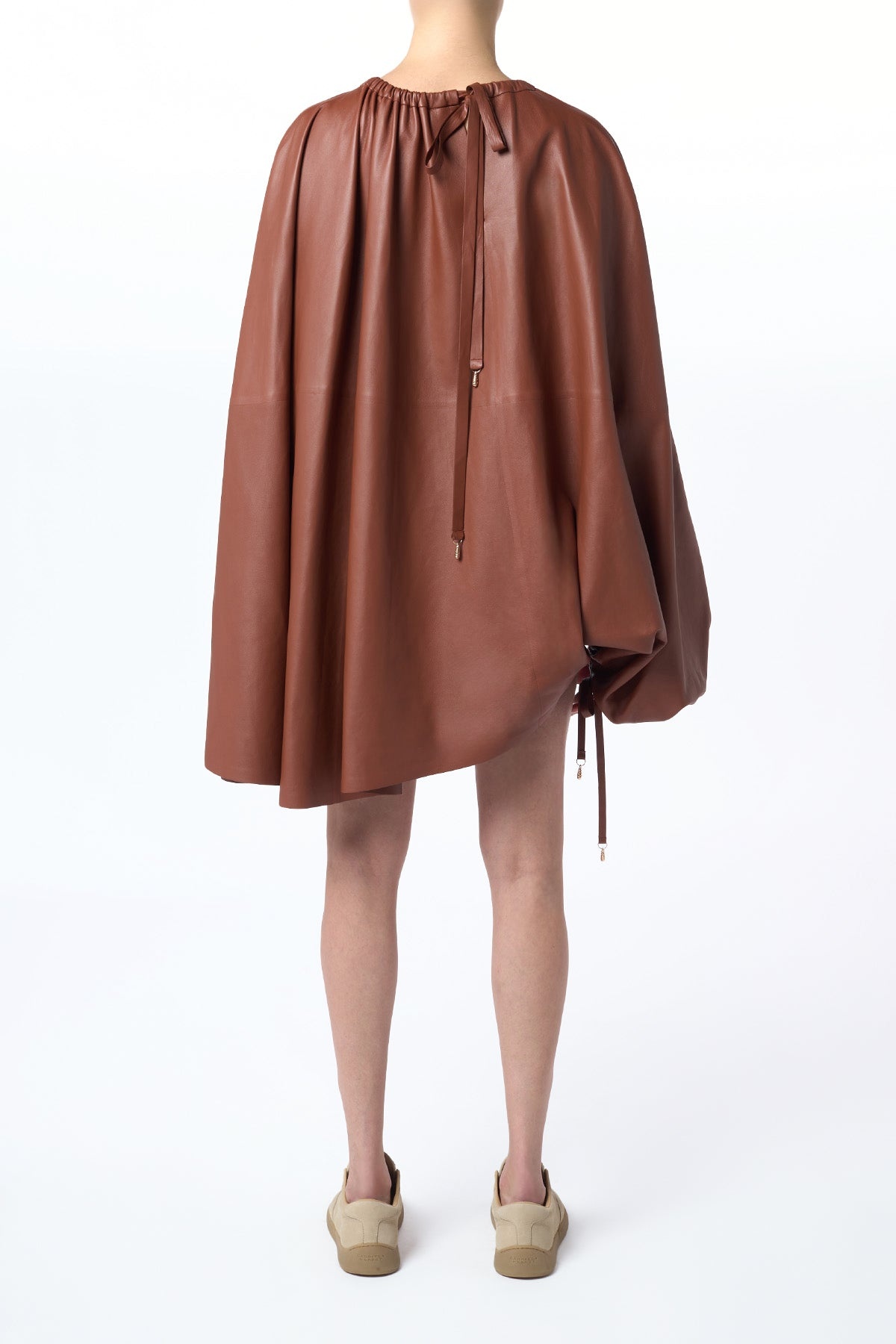 Wilmer Pleated Cape Top In Cognac Soft Leather - 7