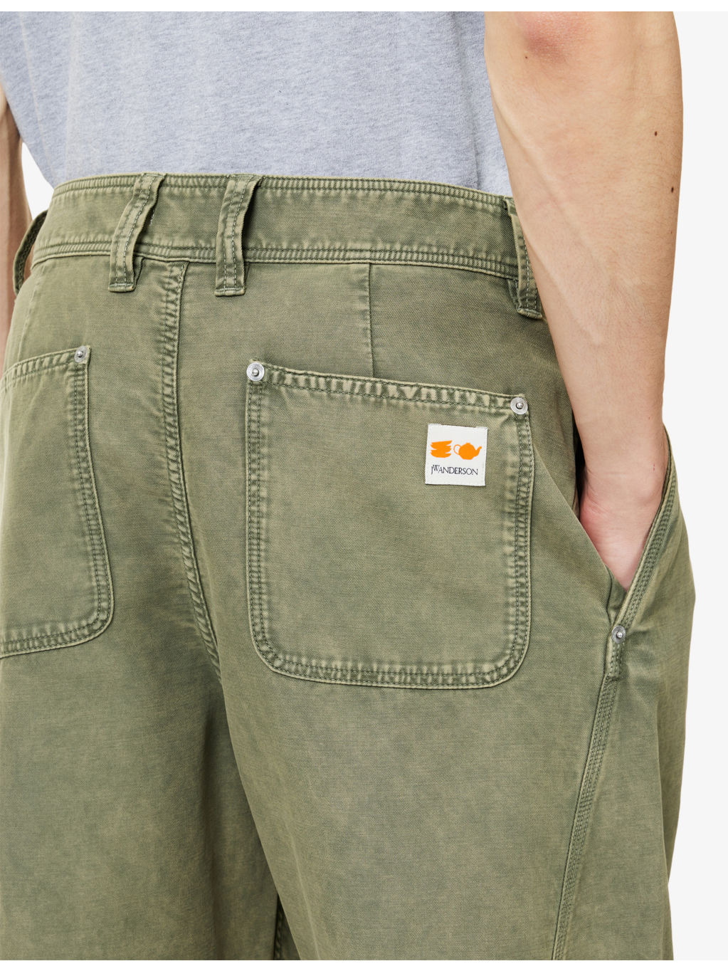 Twisted Seam Barrel-Leg Cotton Trousers - 5