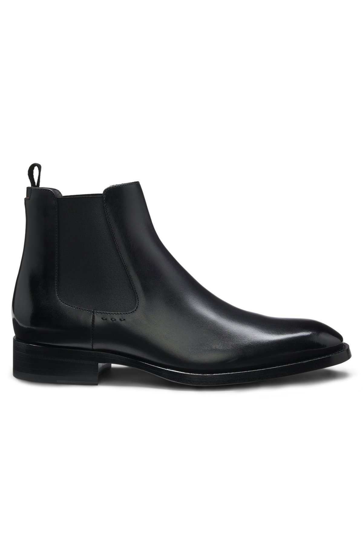 LEATHER CHELSEA BOOTS WITH ELASTICATED PANELS - 1