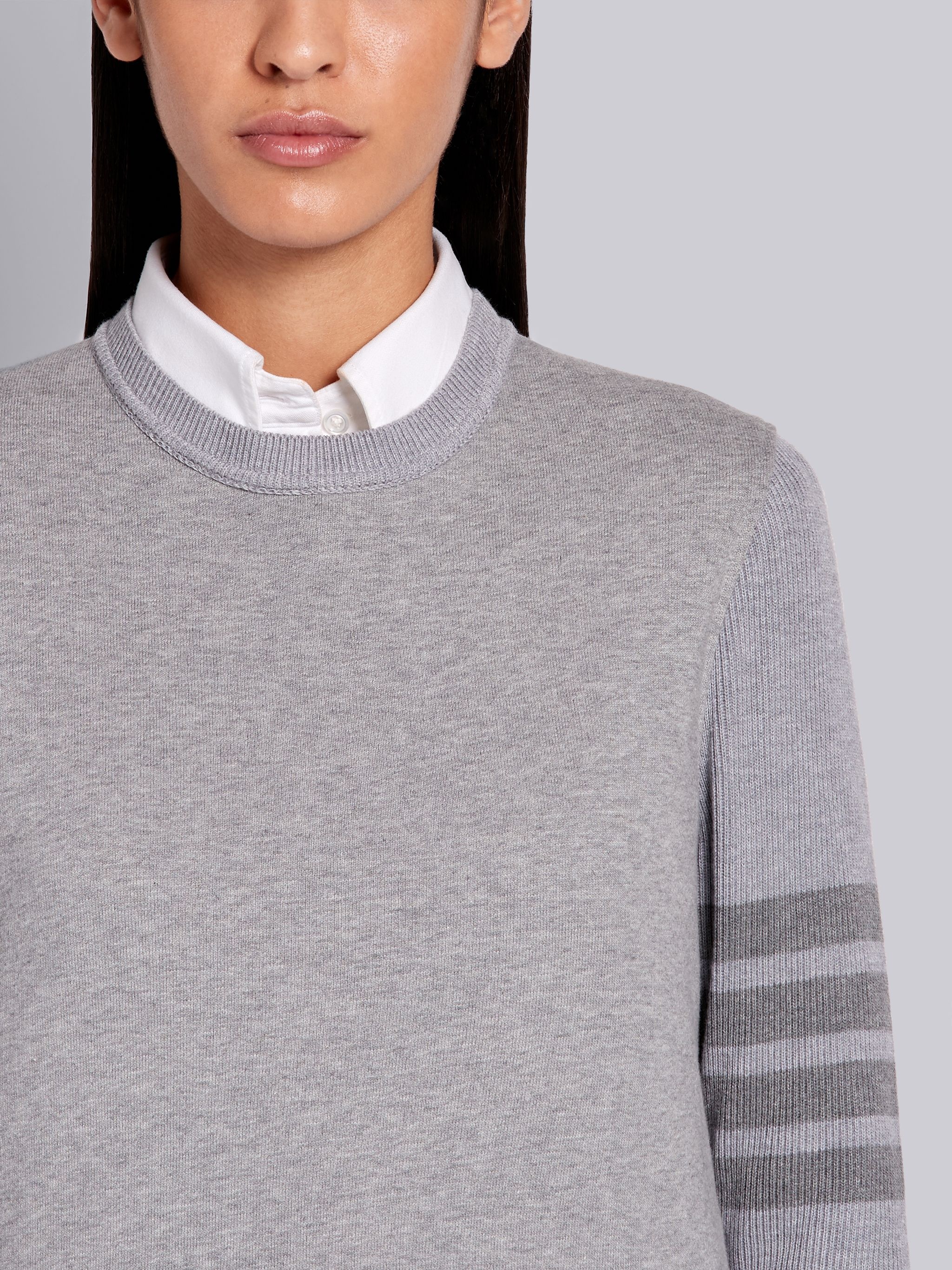 Light Grey Classic Loopback Tonal 4-Bar Crewneck Sweatshirt - 5