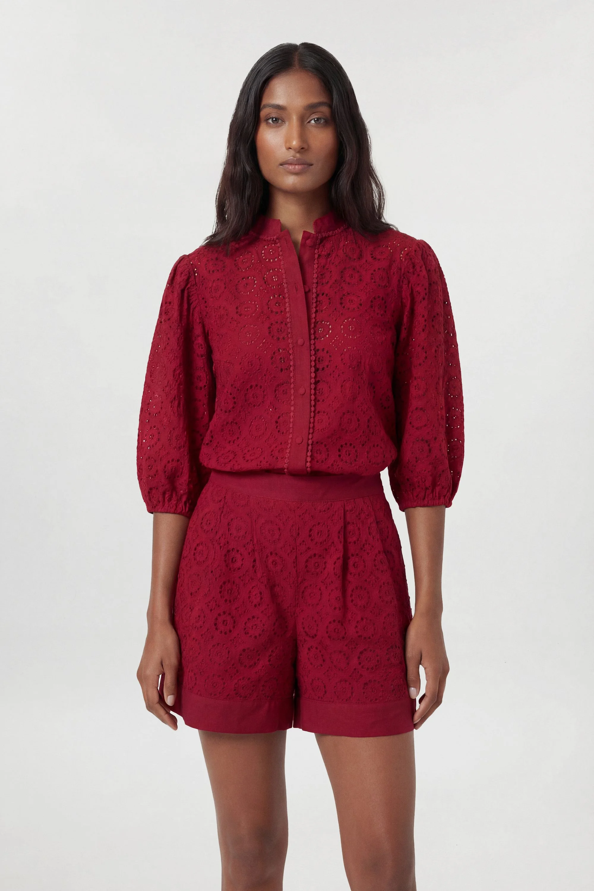 Cotton Broderie Woven Shorts - 1