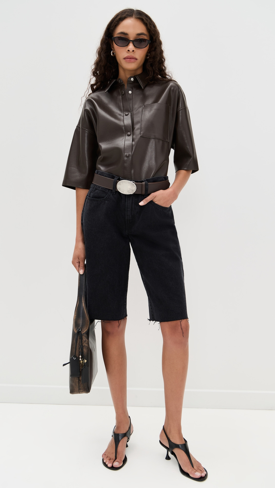 Frances Cropped Caped Button Up - 4