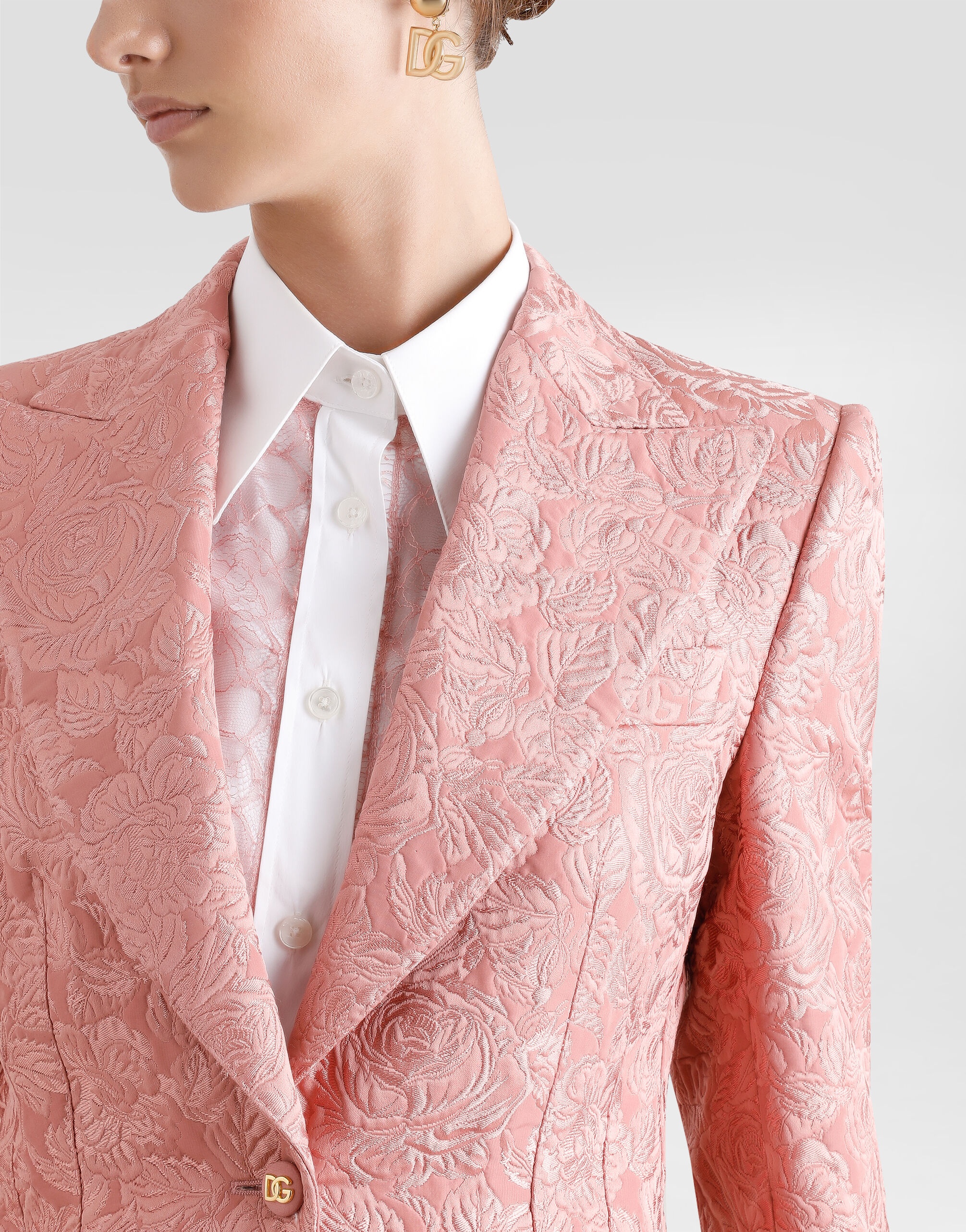 Single-breasted floral quilted jacquard Turlington jacket - 4