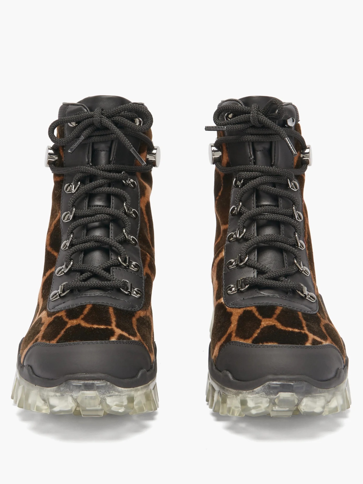 Helis giraffe-print velvet hiking boots - 5