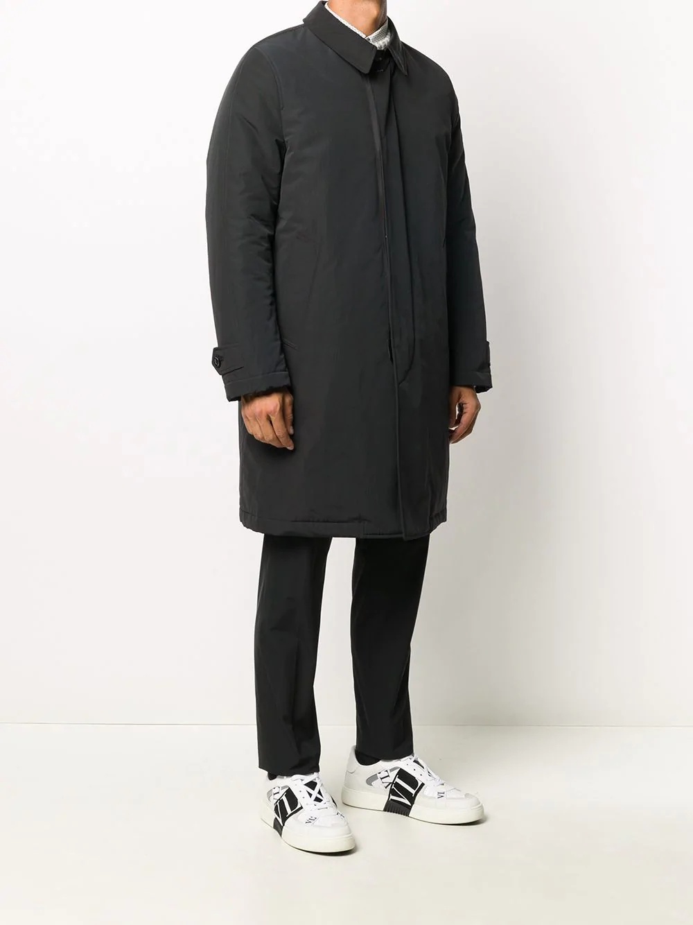 single-breasted mid-length coat - 3