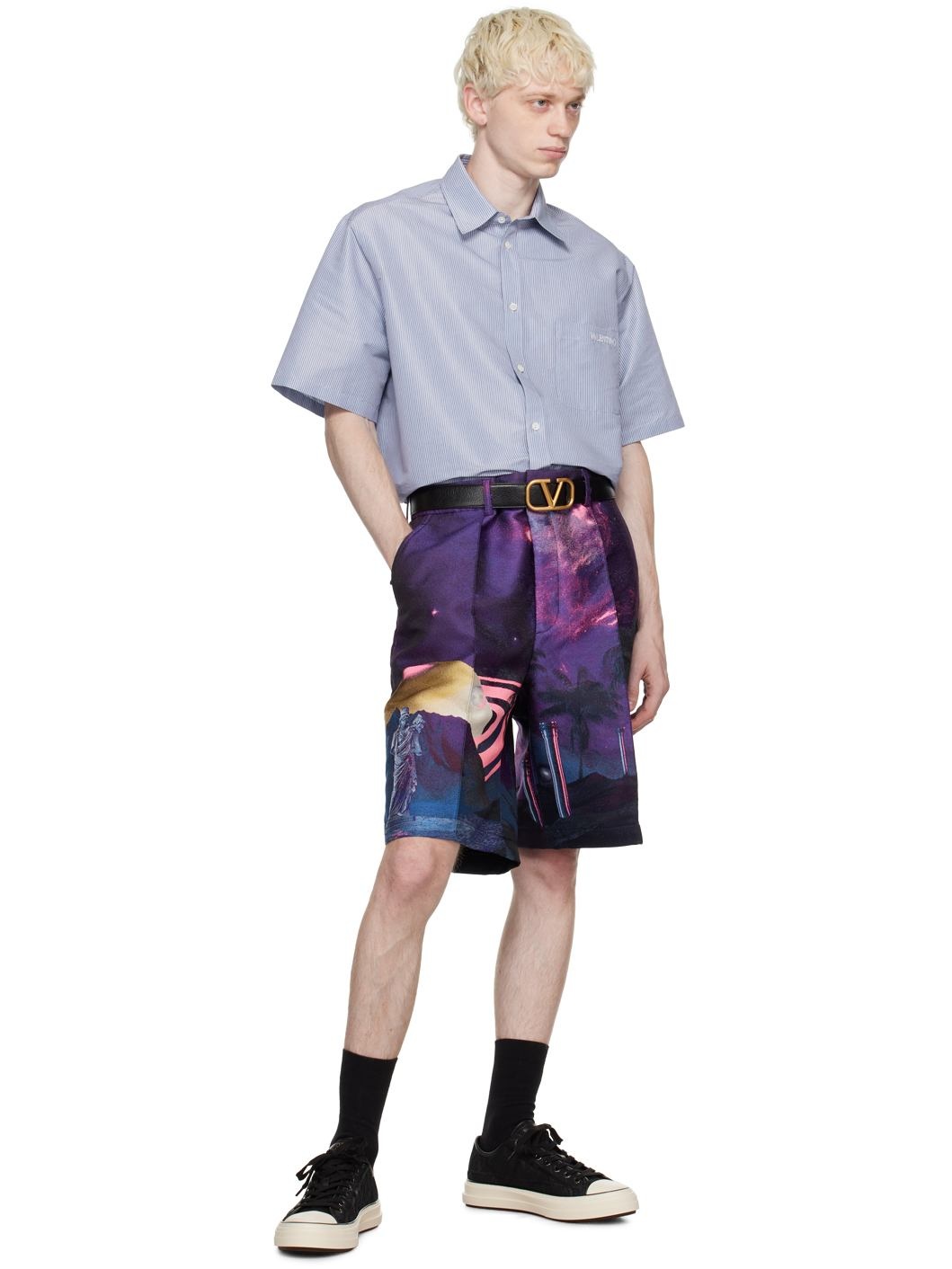 Valentino NYLON BERMUDA SHORTS WITH WATER NIGHTS PRINT